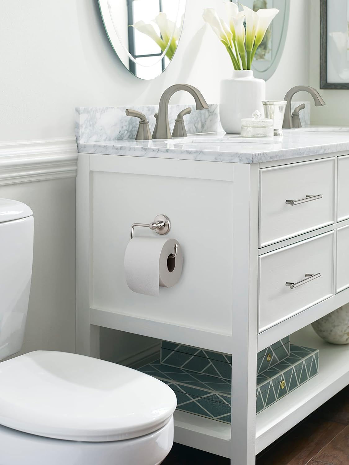 Amerock Wall Mounted Brushed Nickel Toilet Paper Holder