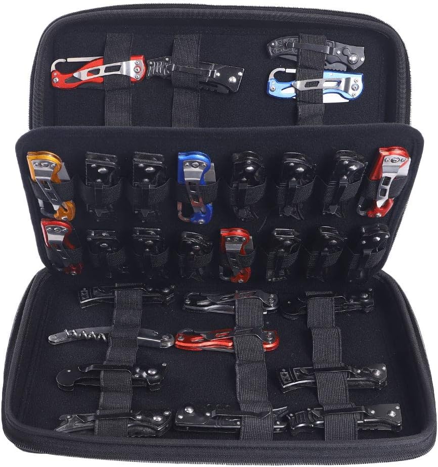 QEES Knife Display Case 62 Slots Black Knife Storage Organizer