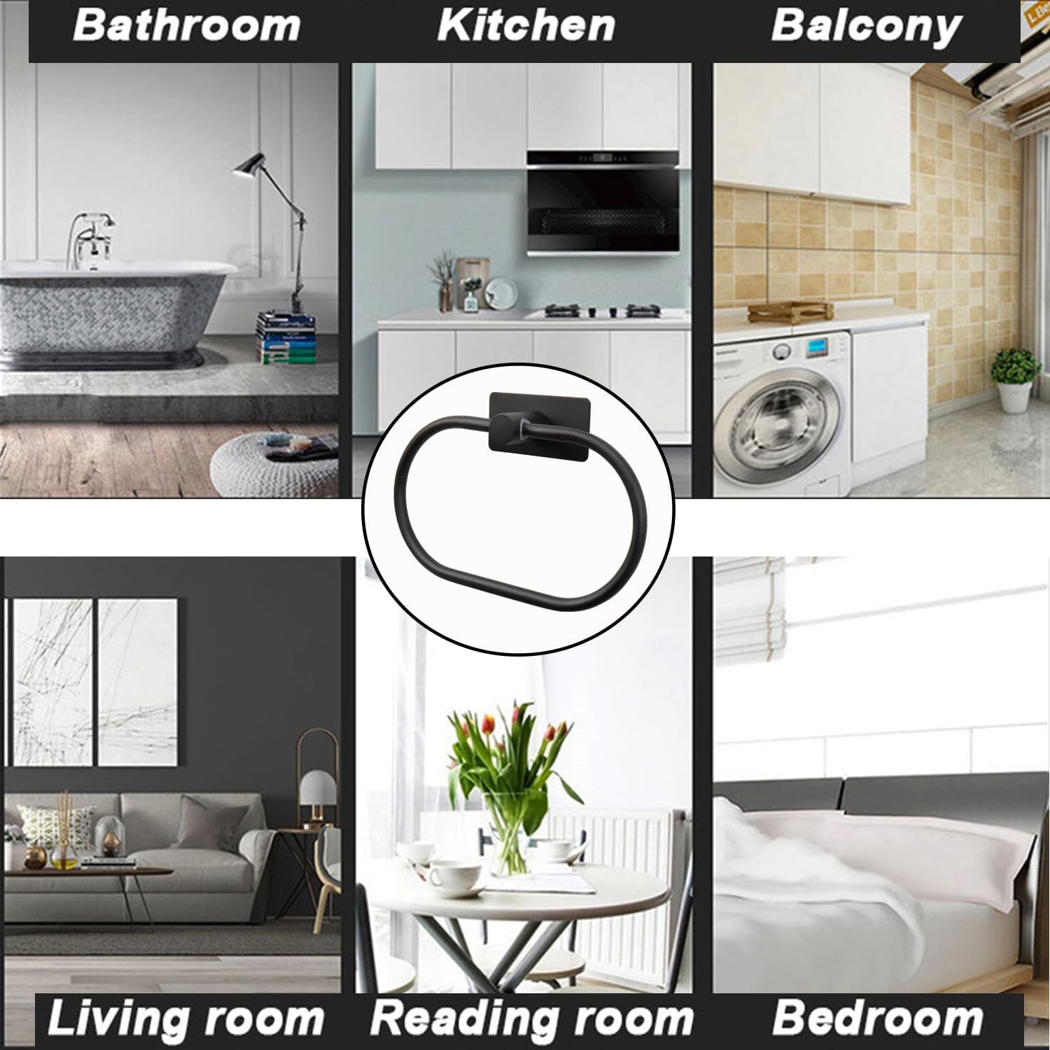 Vanloory Matte Black Oval Towel Ring