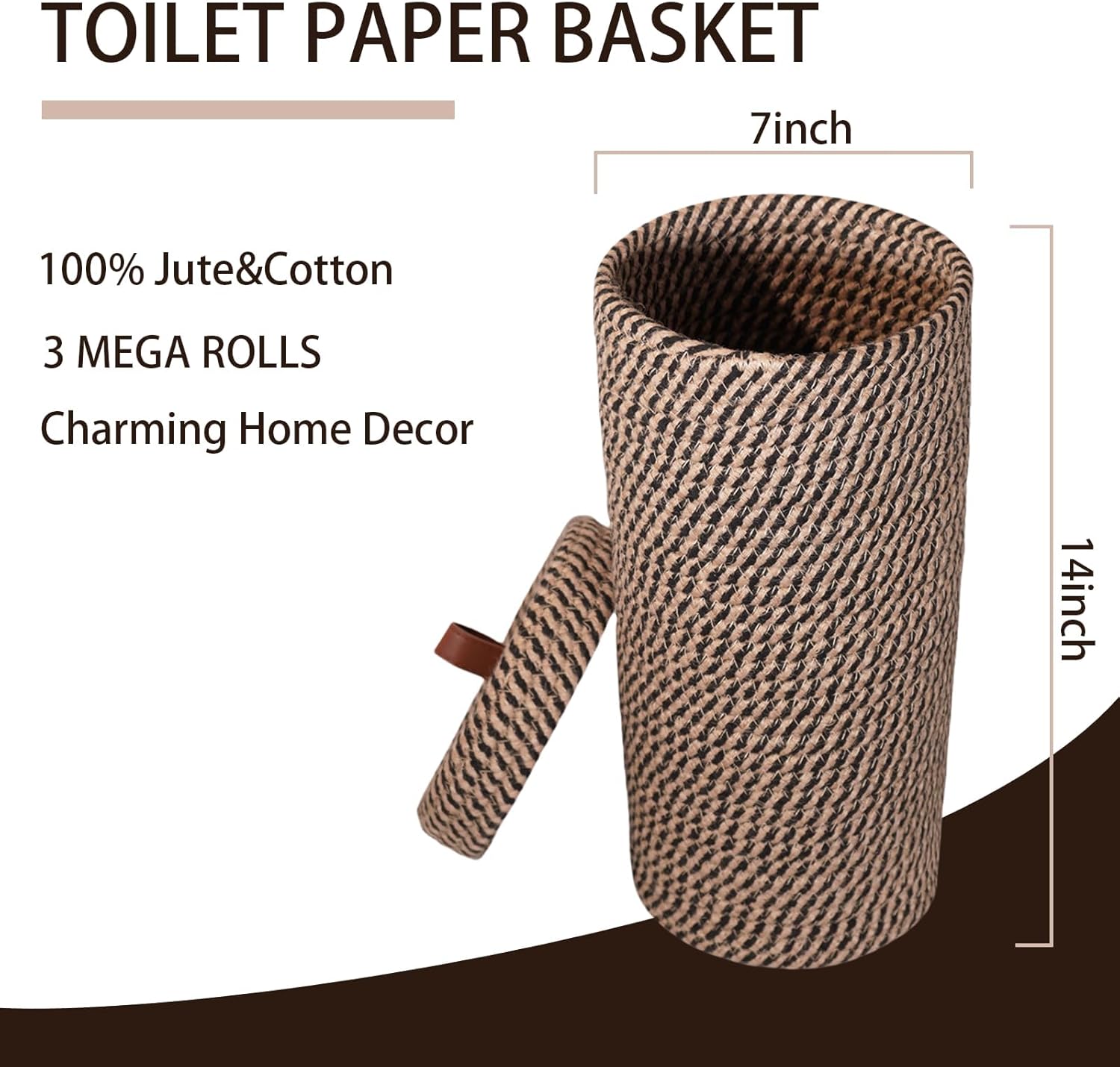 Luxury Little Toilet Paper Holder 3 Rolls Black Jute