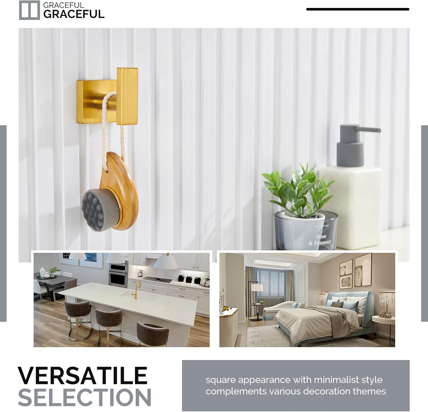 Angle Simple Towel Hook Brushed Gold