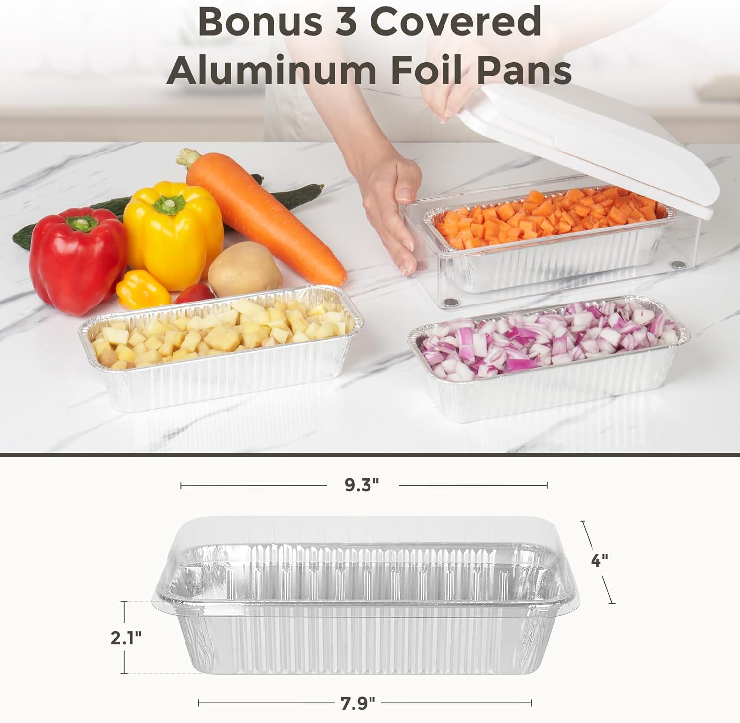 X Home Vegetable Chopper with 2 Blades and 3 Aluminum Pans White