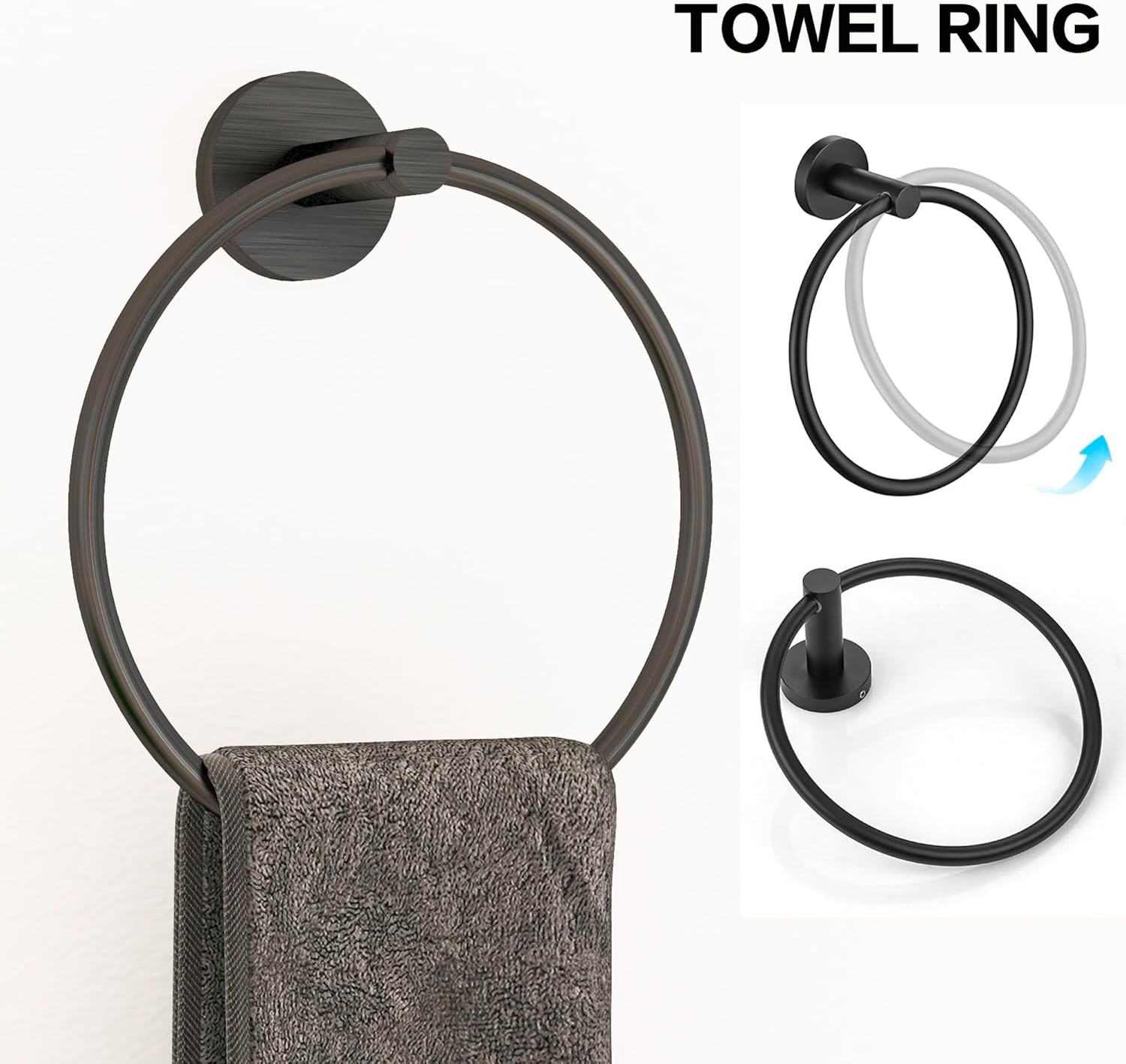 Gkhomext Matte Black Towel Bar Set 5 Piece