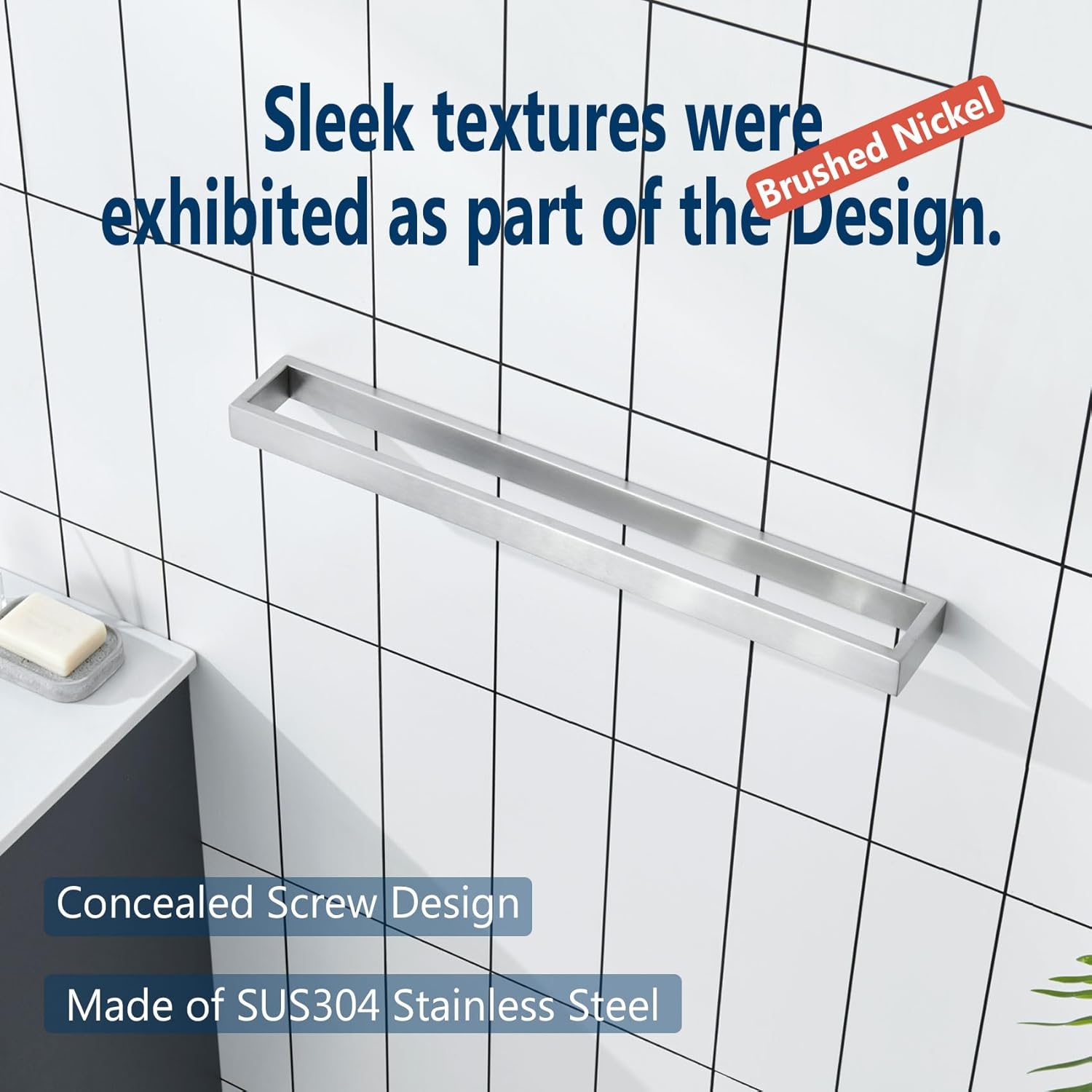 KOKOSIRI 24-Inch Brushed Nickel Towel Bar Holder