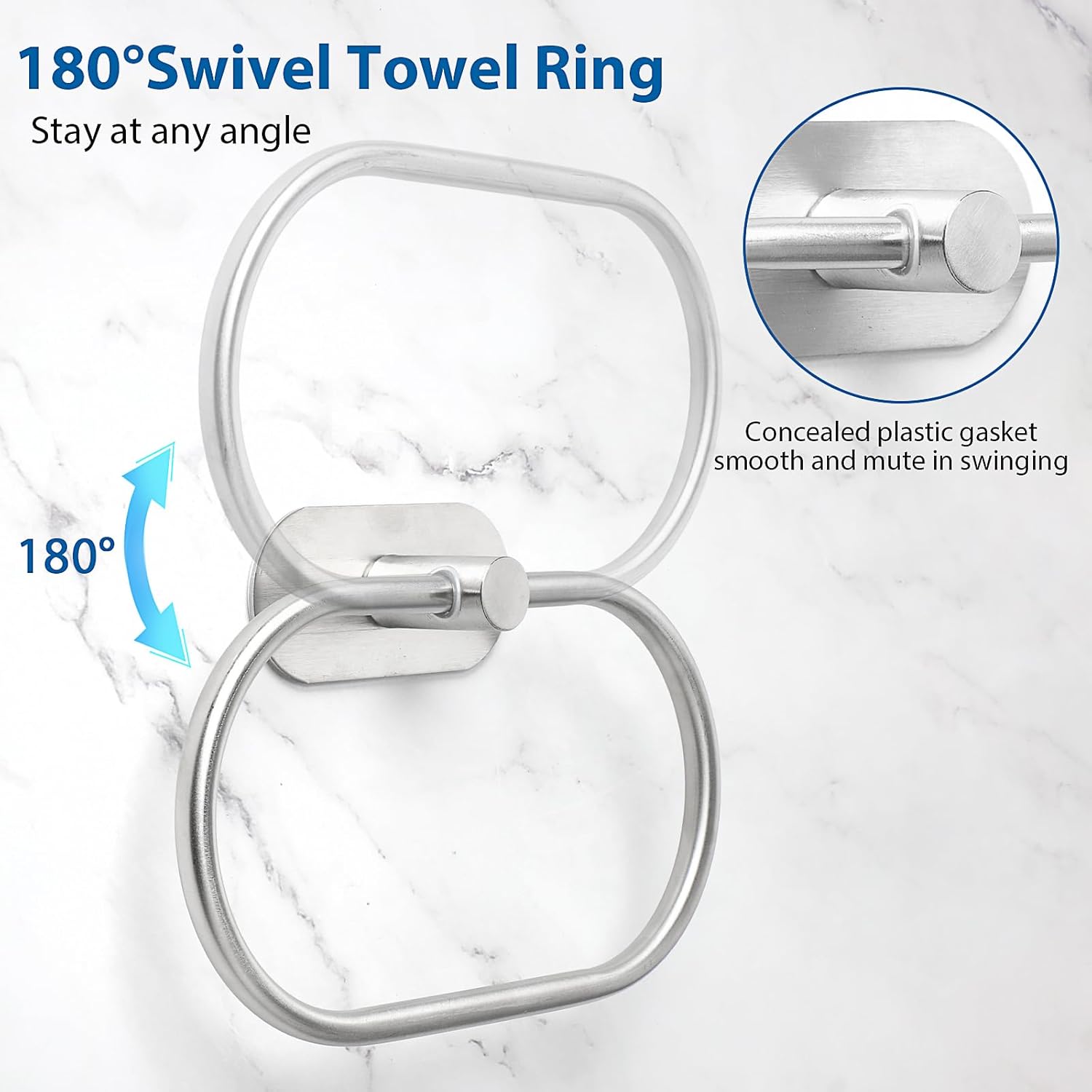Teaaha Silver Adhesive Towel Ring No Drilling 1