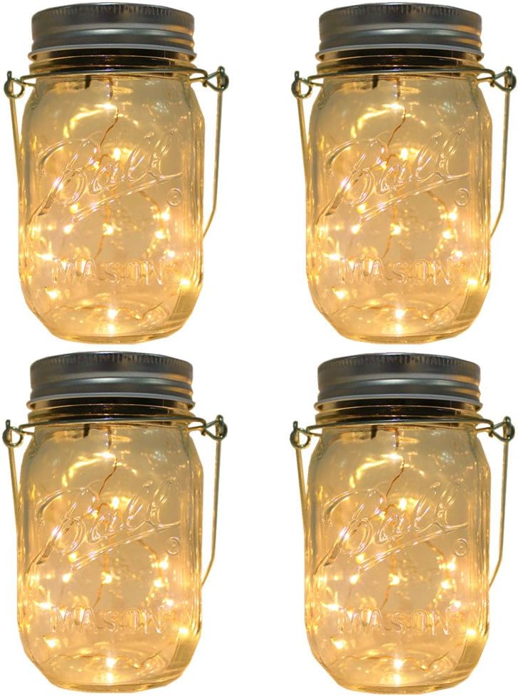 CHBKT 4-Pack Solar Mason Jar Lights with Handle