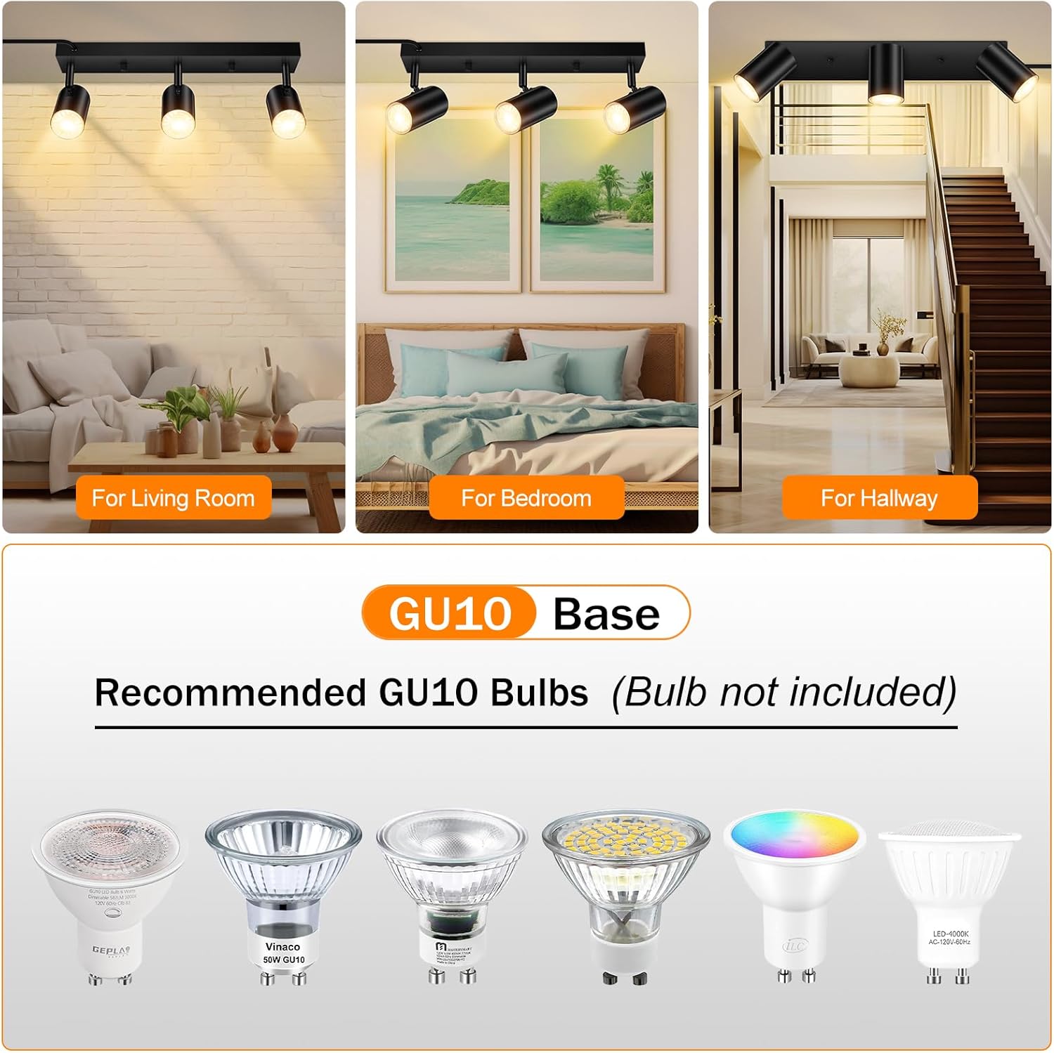 AUQUEE 3 Light Track Lighting Kit with Rocker Switch
