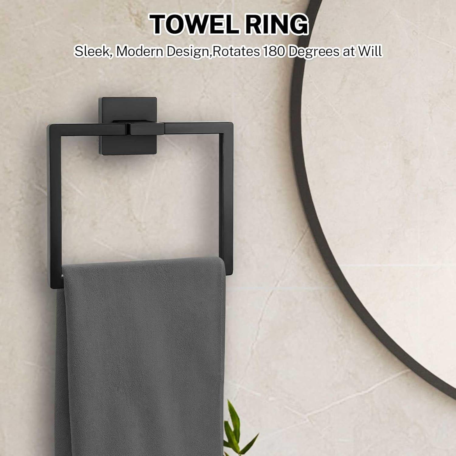 DUMDER Matte Black Rotatable Towel Ring