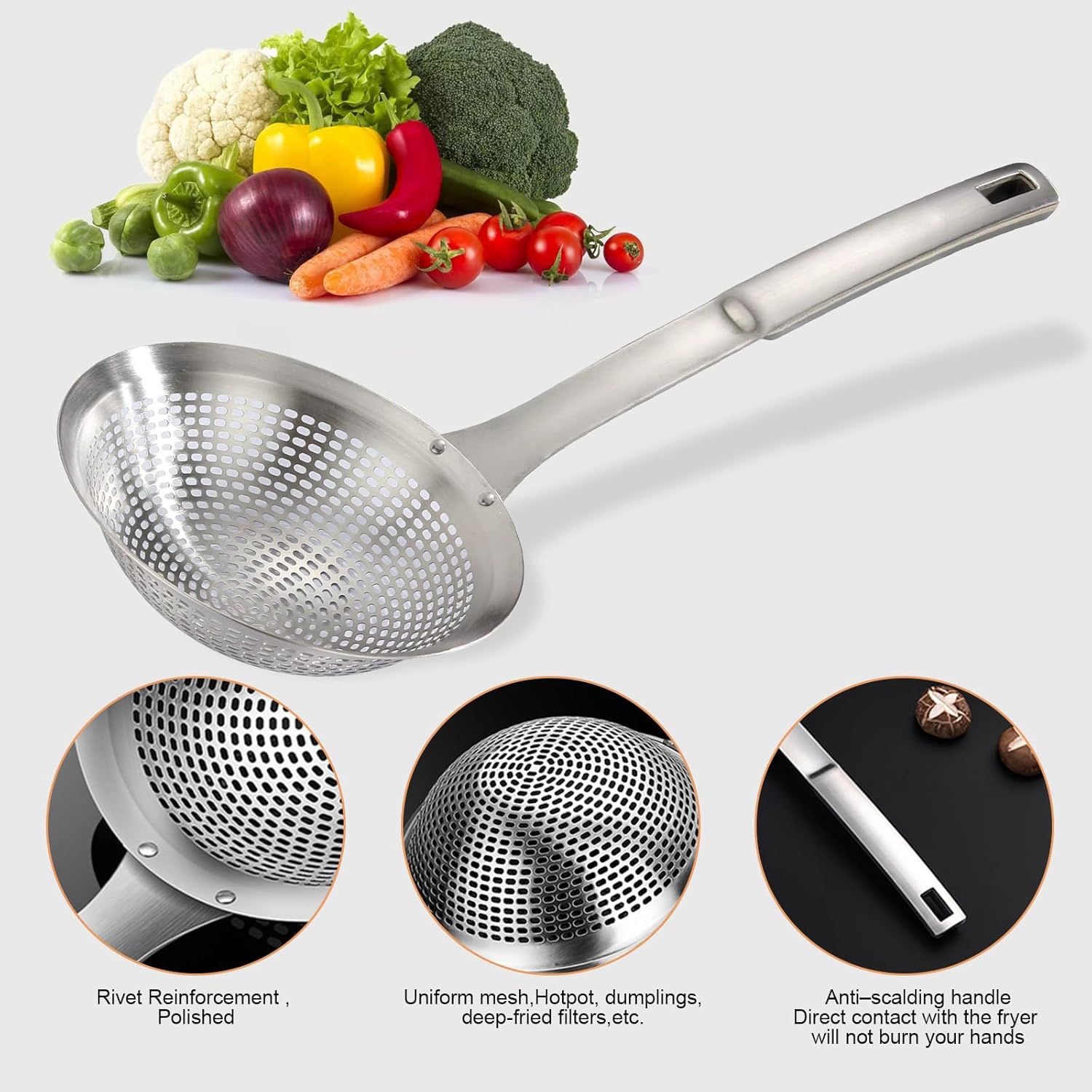 FJNATINH 145 Inch Stainless Steel Skimmer Ladle