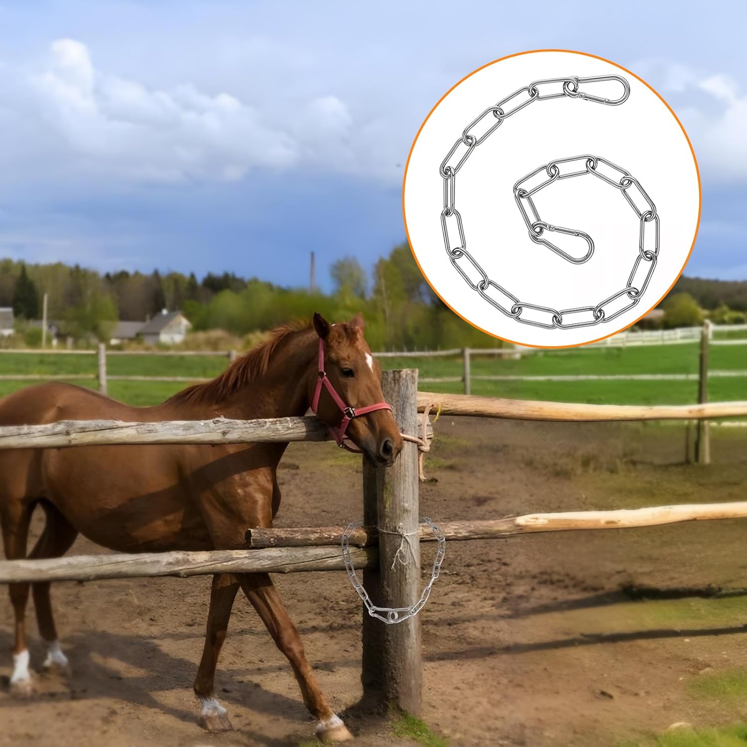 Secure Gate Chain Set with Both-Ended Carabiners