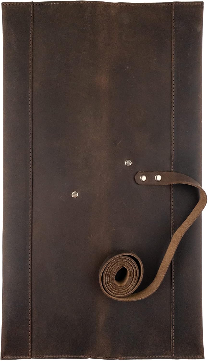 Double Knife Roll for Chefs Bourbon Brown Handmade 1