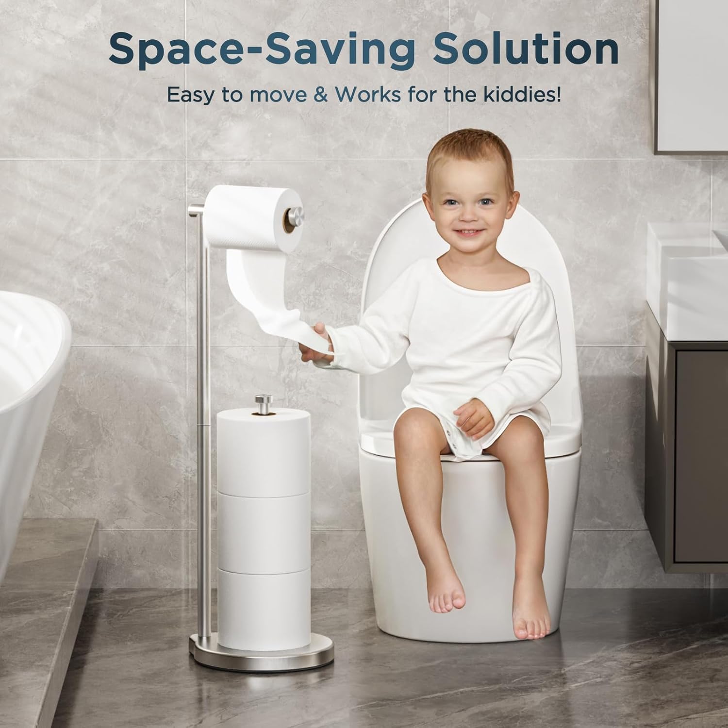 Theaoo Heavy-Duty Toilet Paper Holder Stand 1