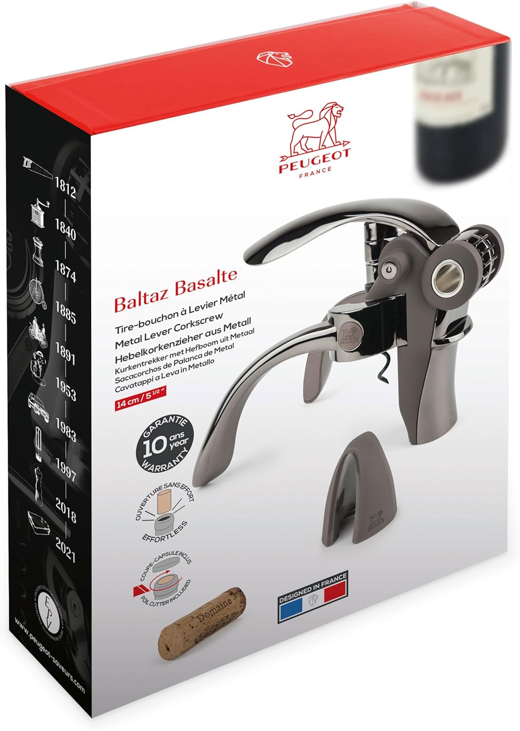 Peugeot Lever-Style Corkscrew with Foil-Cutter Basalt 1