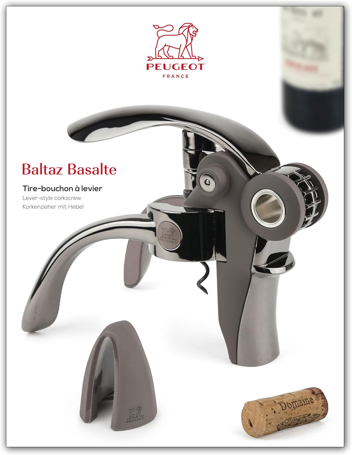 Peugeot Lever-Style Corkscrew with Foil-Cutter Basalt 1
