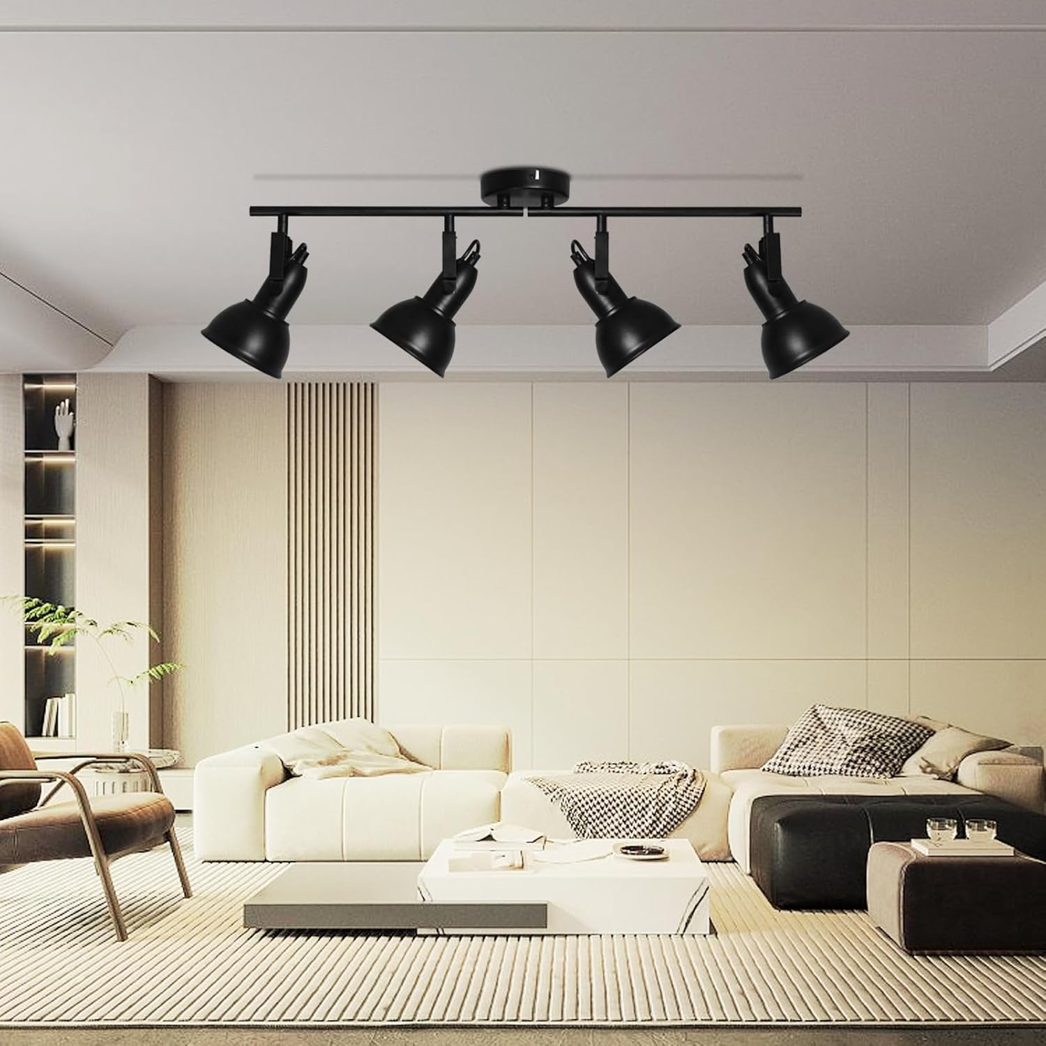HiBay 4-Light Adjustable Track Ceiling Spotlight Industrial LED Flush Mount Black Light
