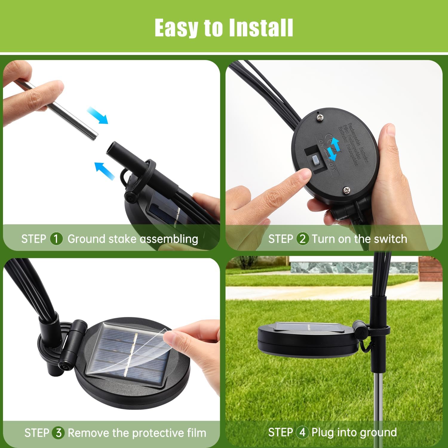 Flumy Solar Lights Outdoor Waterproof 2 Pack