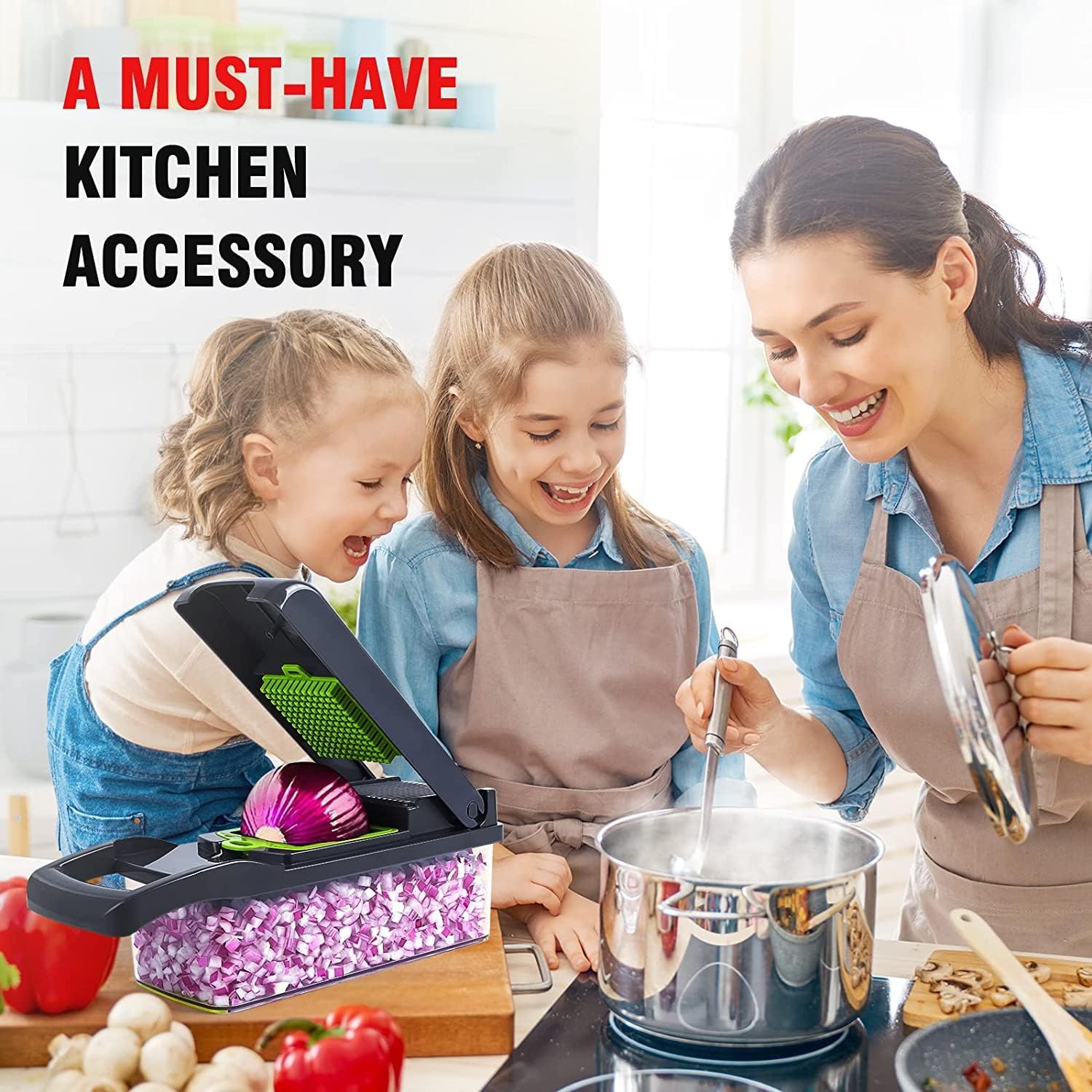 12 in 1 Vegetable Chopper with Stainless Steel Blades and Drain Basket