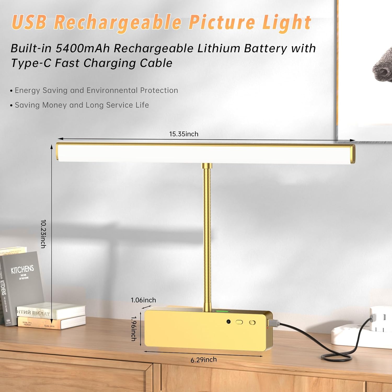 Wireless Rechargeable Picture Light with Remote