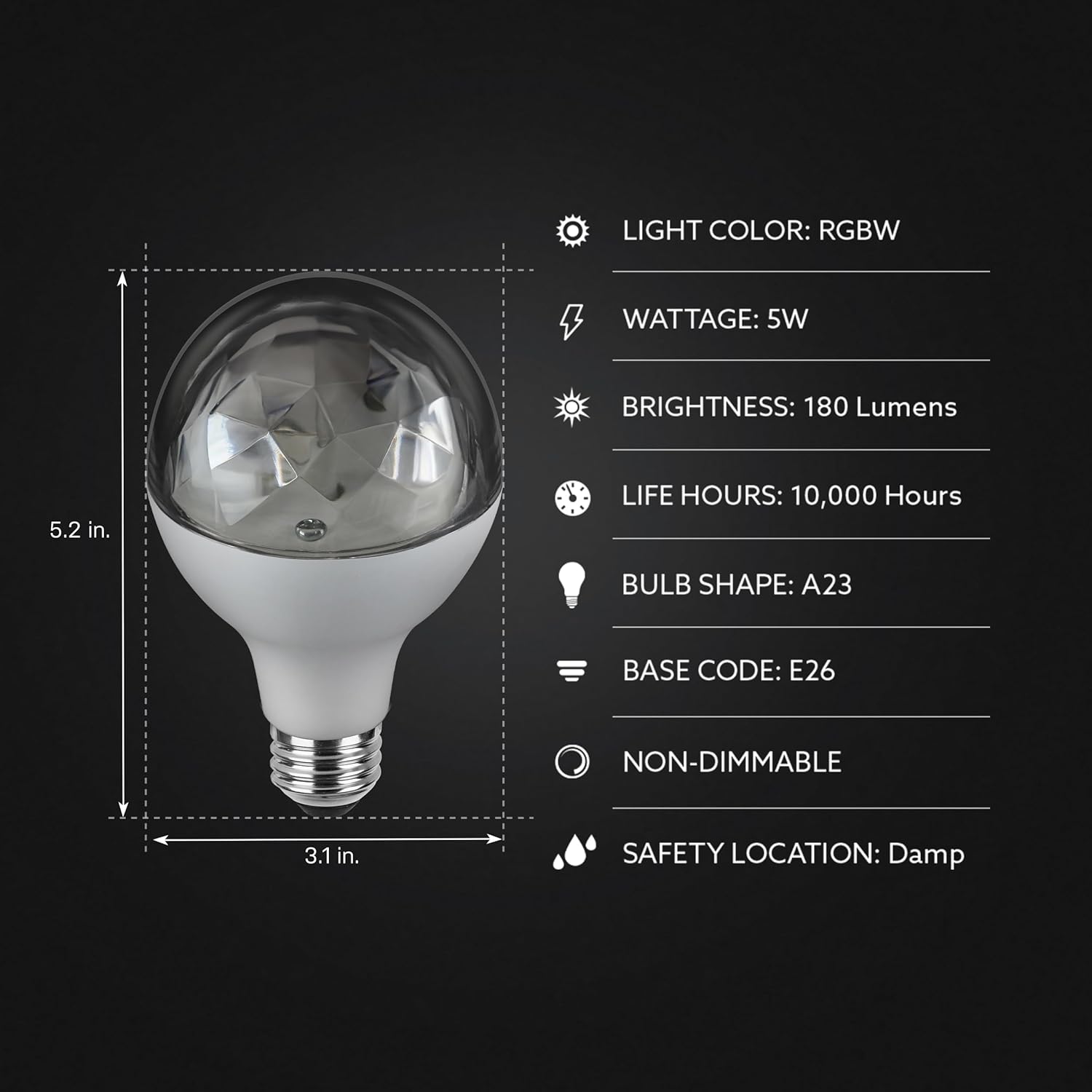 Feit Electric Multicolor RGB Disco Light Bulb A19