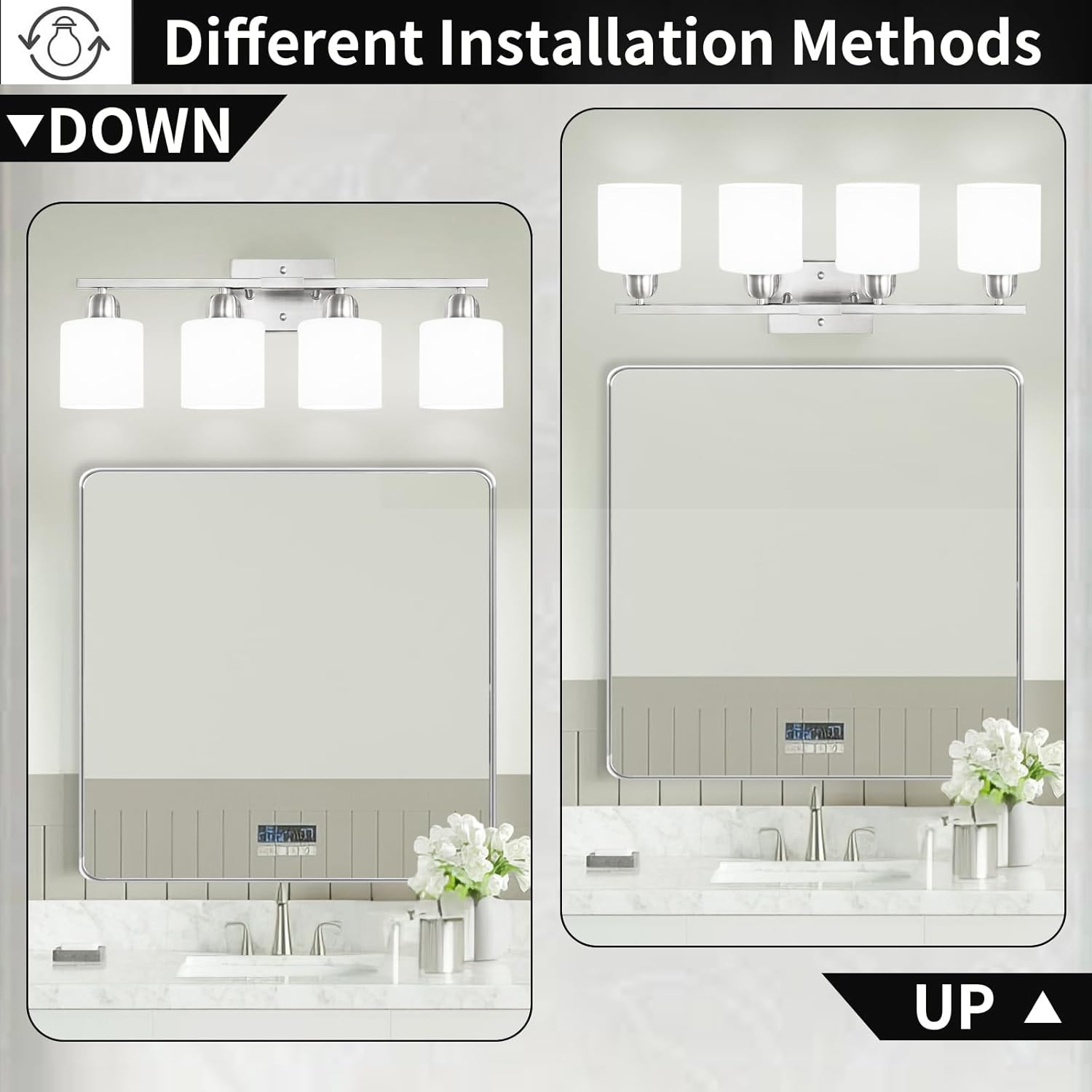 FAISHILAN 5-Light Vanity Light Brushed Nickel with Frosted Glass Shade