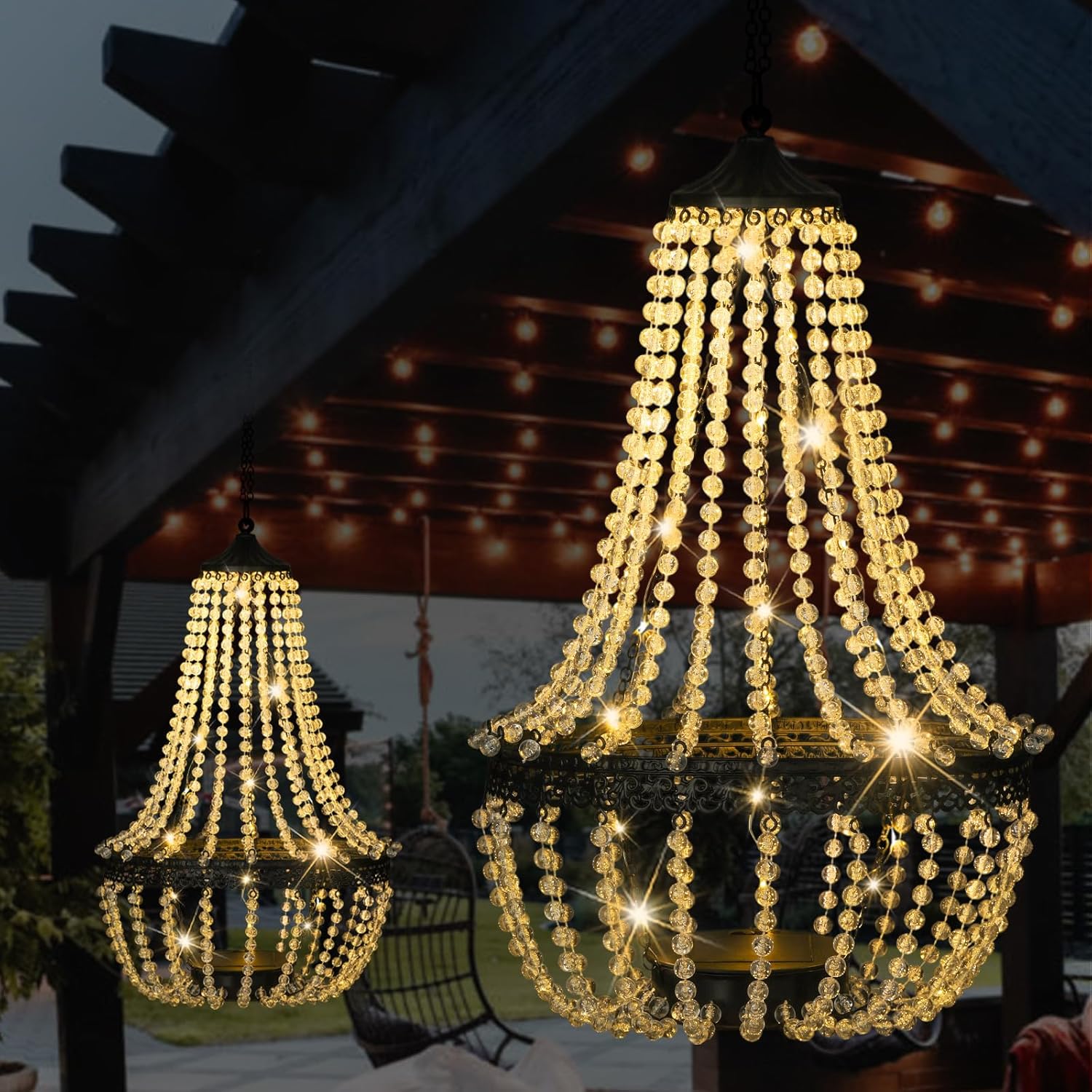 LEWISWAYNE Solar Chandelier with 30 Warm White Lights