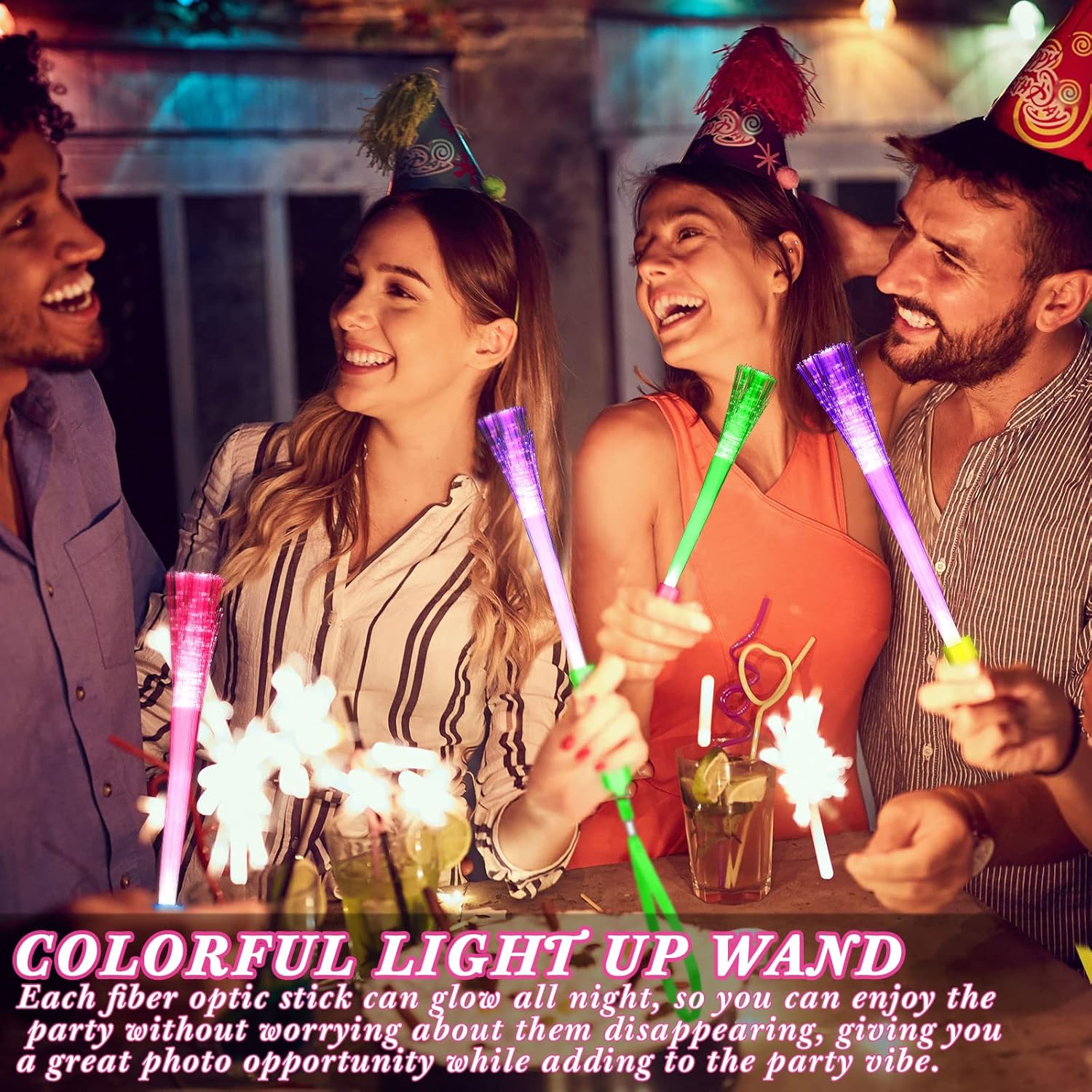 Junkin 200 Pcs LED Glow Wand Light Up Sticks with Batteries