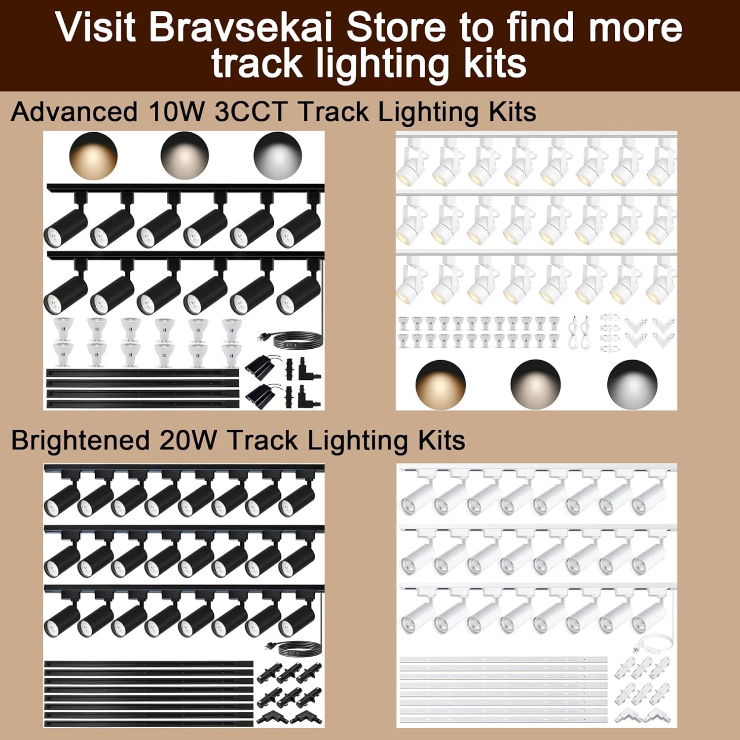 Bravsekai H-Type Track Lighting Connector
