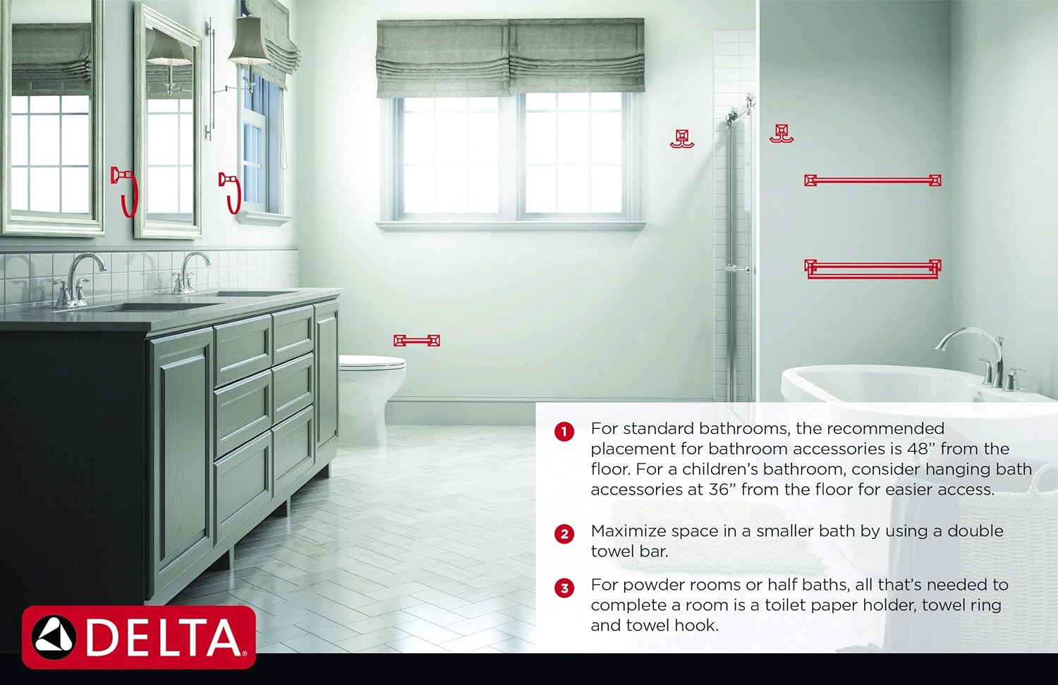 Delta 24 in Wall Mount Towel Bar in Polished Chrome 1
