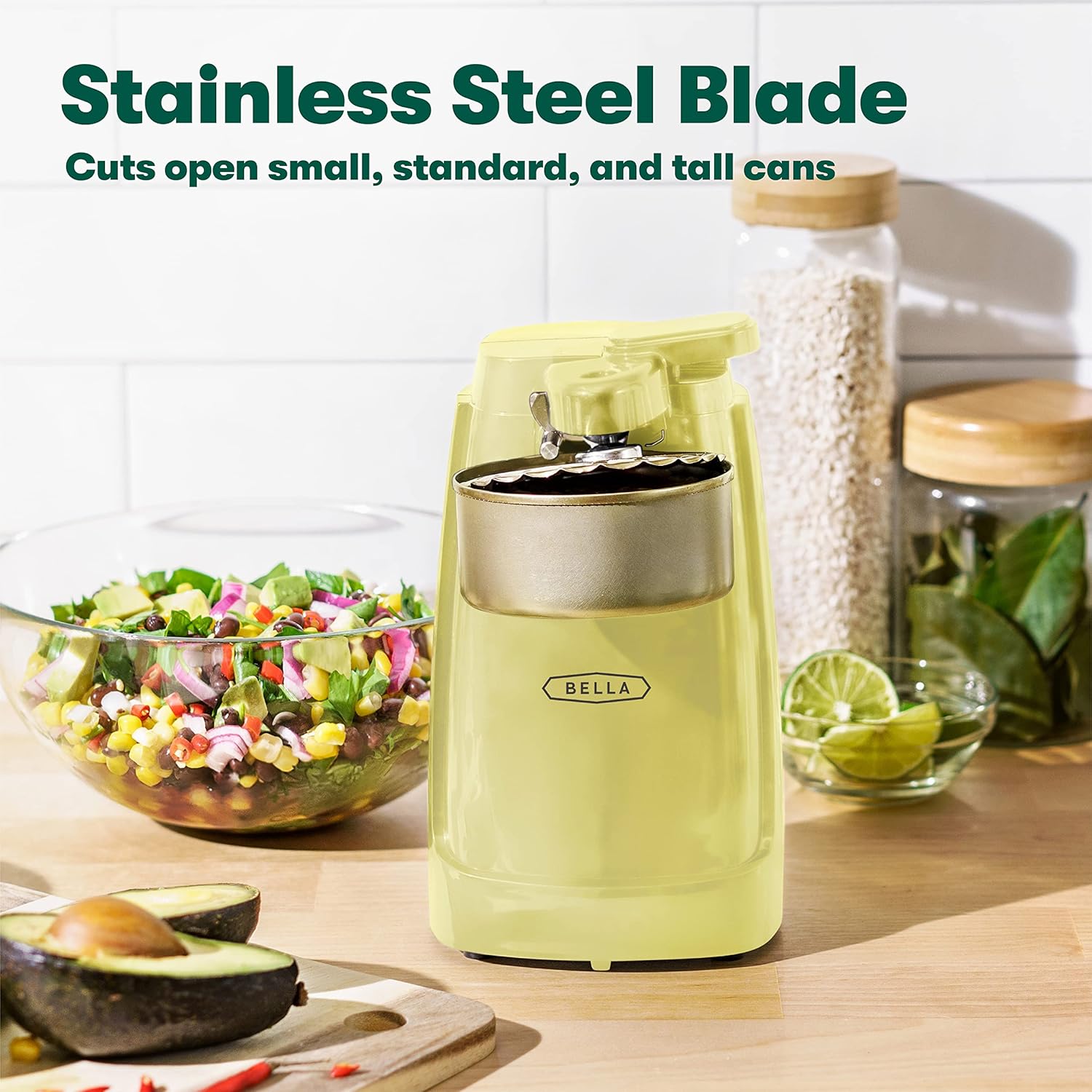 BELLA Electric Can Opener with Knife Sharpener Yellow 1