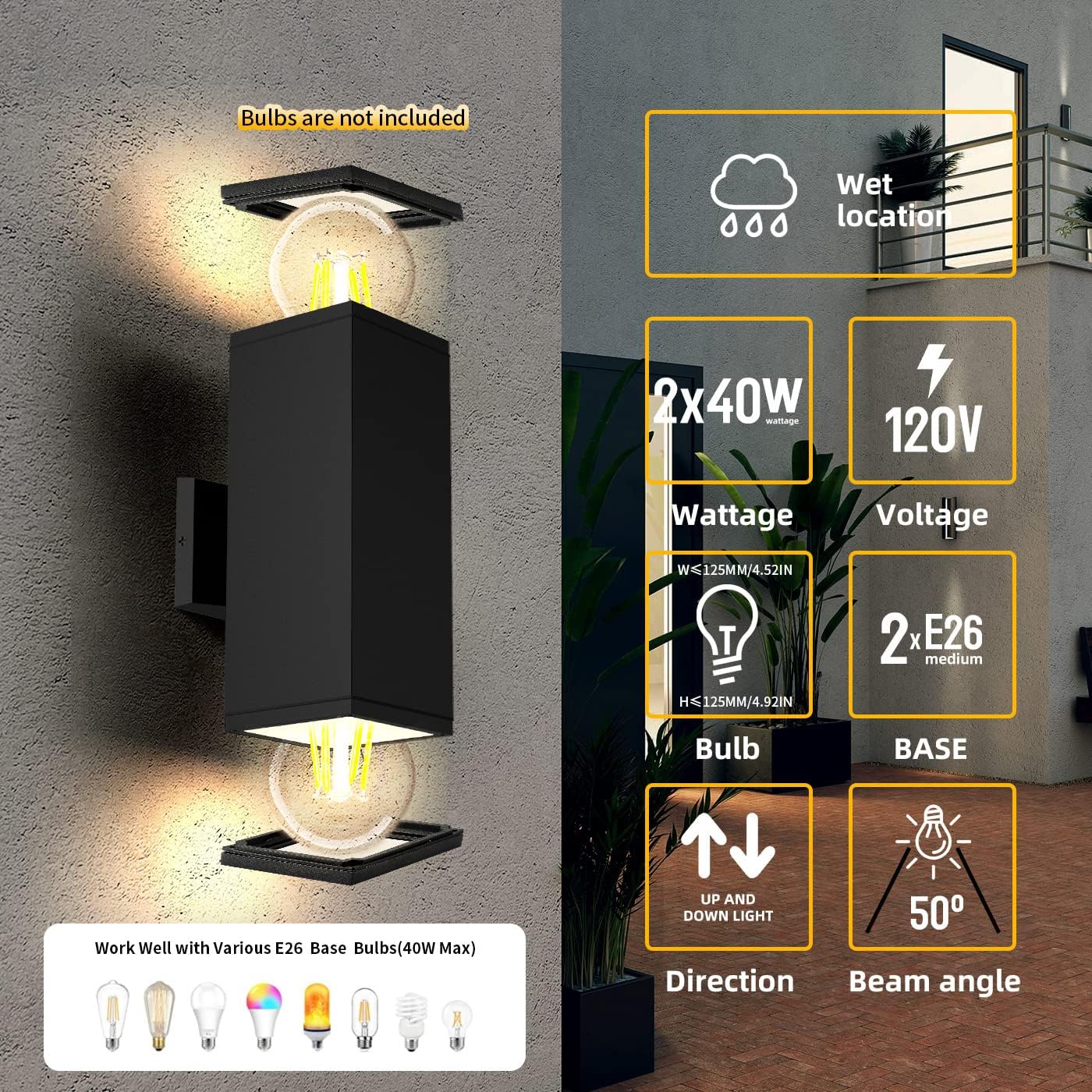Modern Outdoor Wall Light - Aluminum Sconce Waterproof Porch Mount