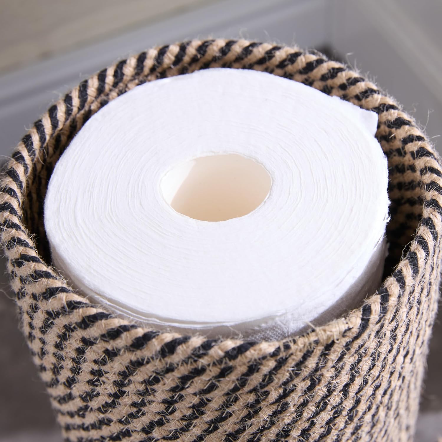 Luxury Little Toilet Paper Holder 3 Rolls Black Jute