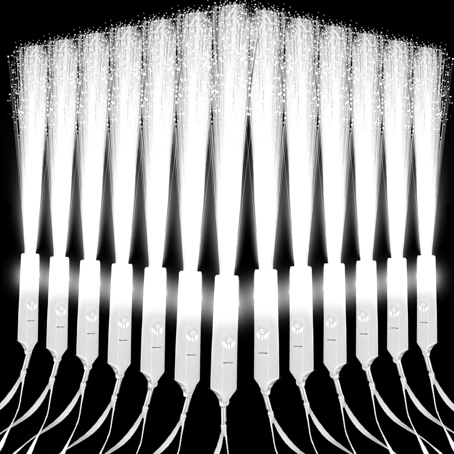 80 Pcs White Fiber Optic LED Wands with 3 Modes