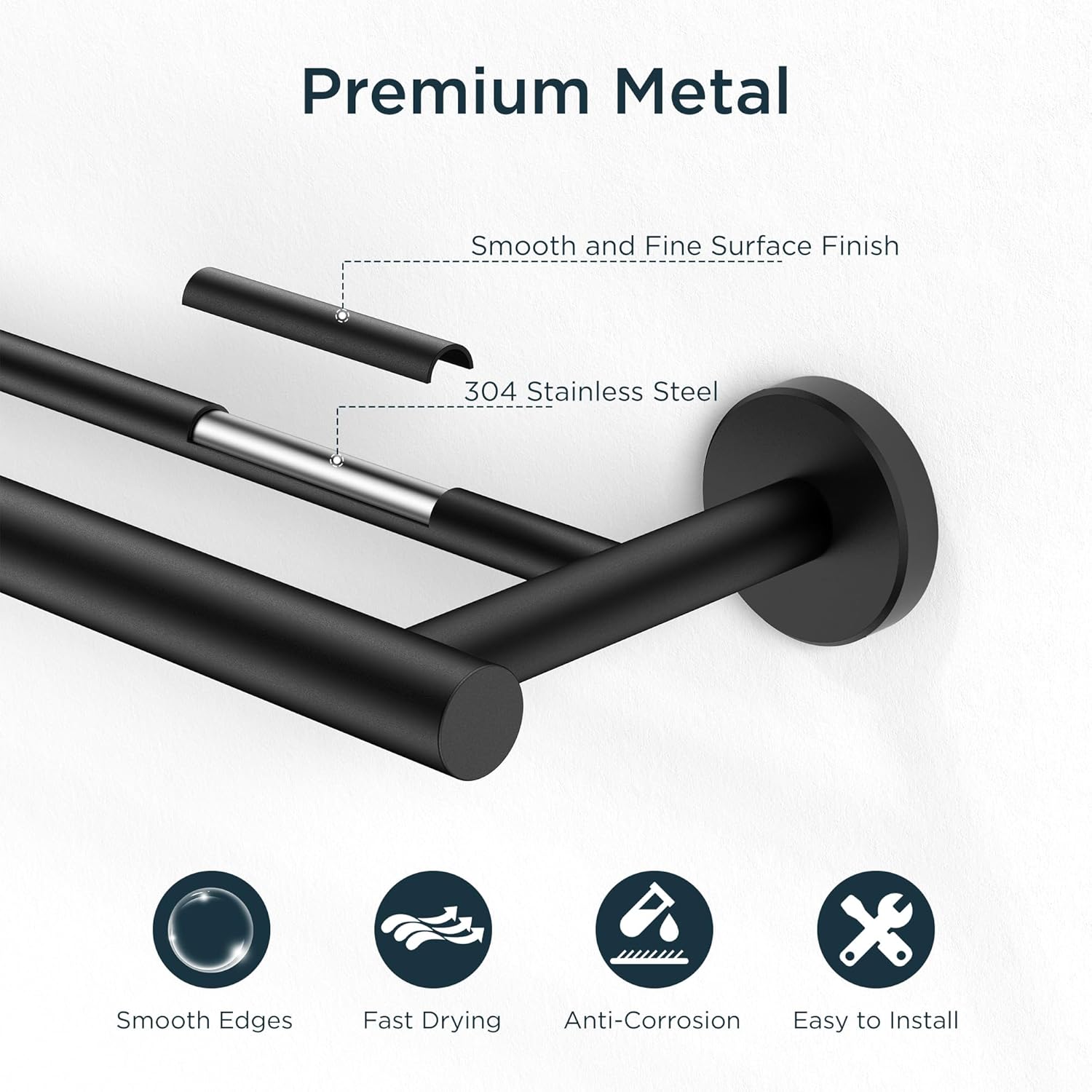 FORIOUS 24 Inch Double Towel Bar Racks Holder