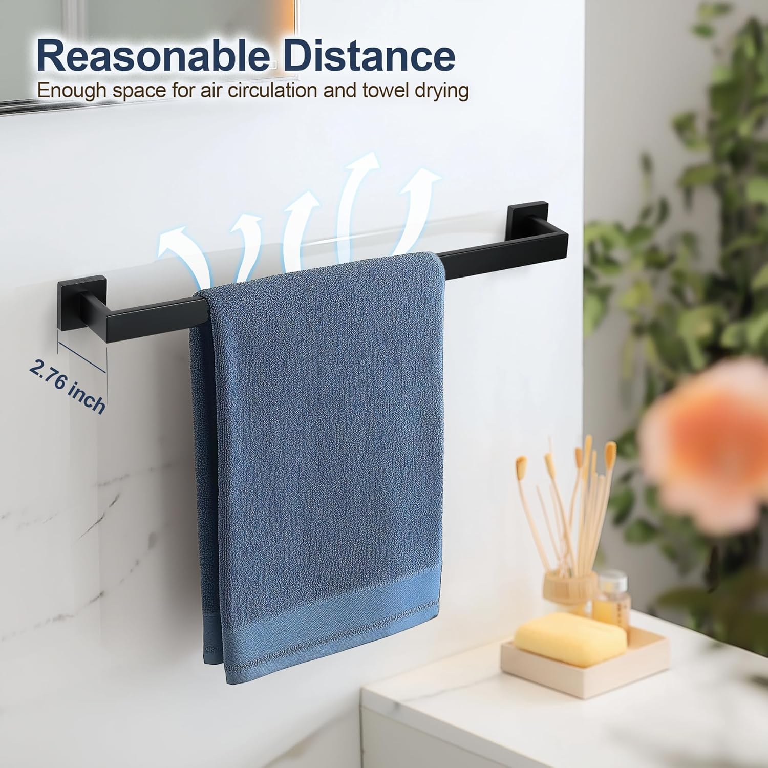 SEIDO Matte Black Towel Bar 36 Inch Heavy Duty