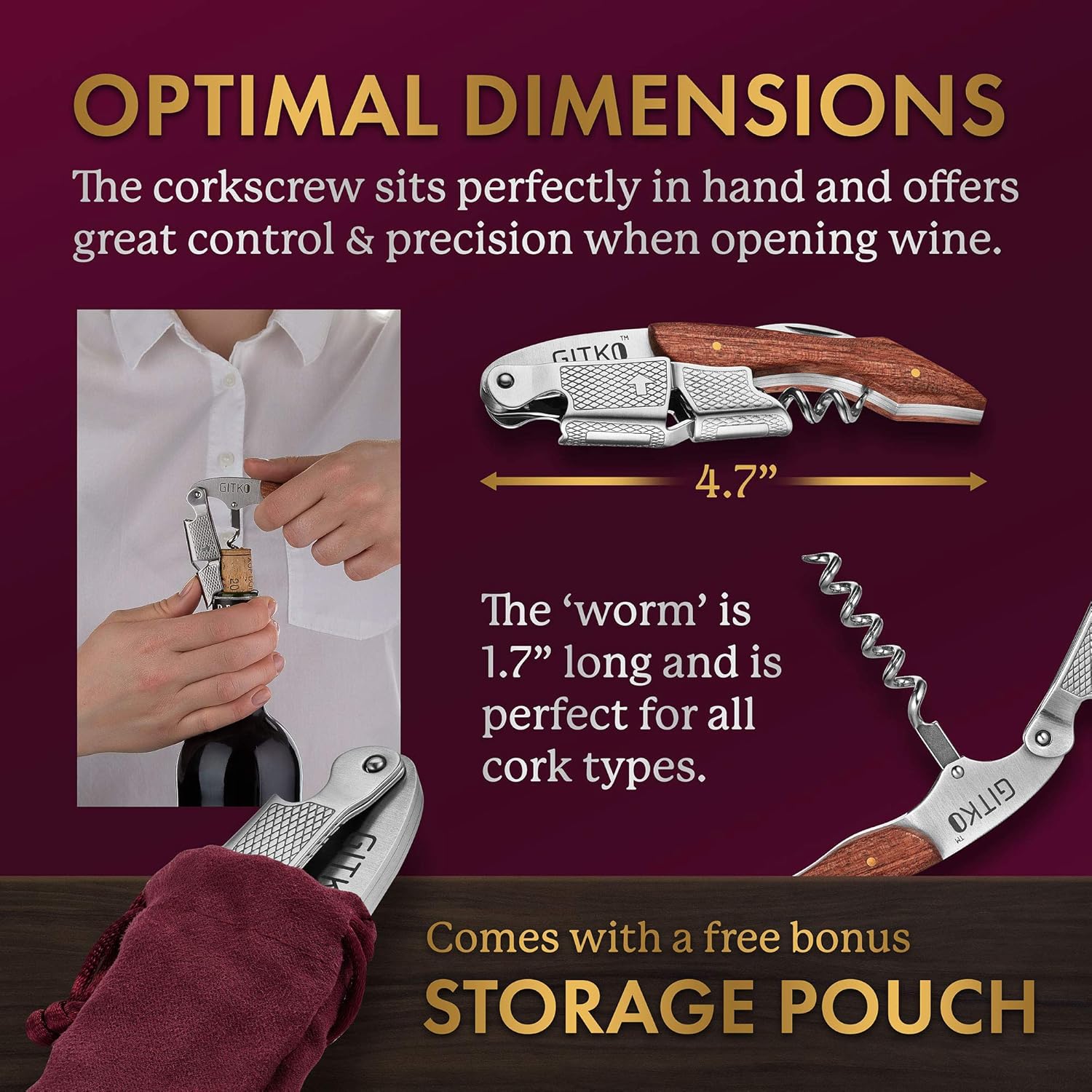 Gitko Professional Wine Opener with Rosewood Handle