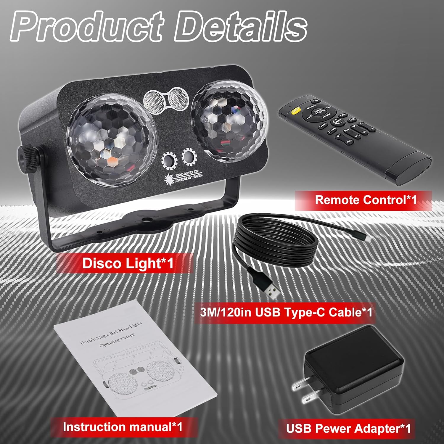 XJXTC Party Lights with Sound Activated Remote Control