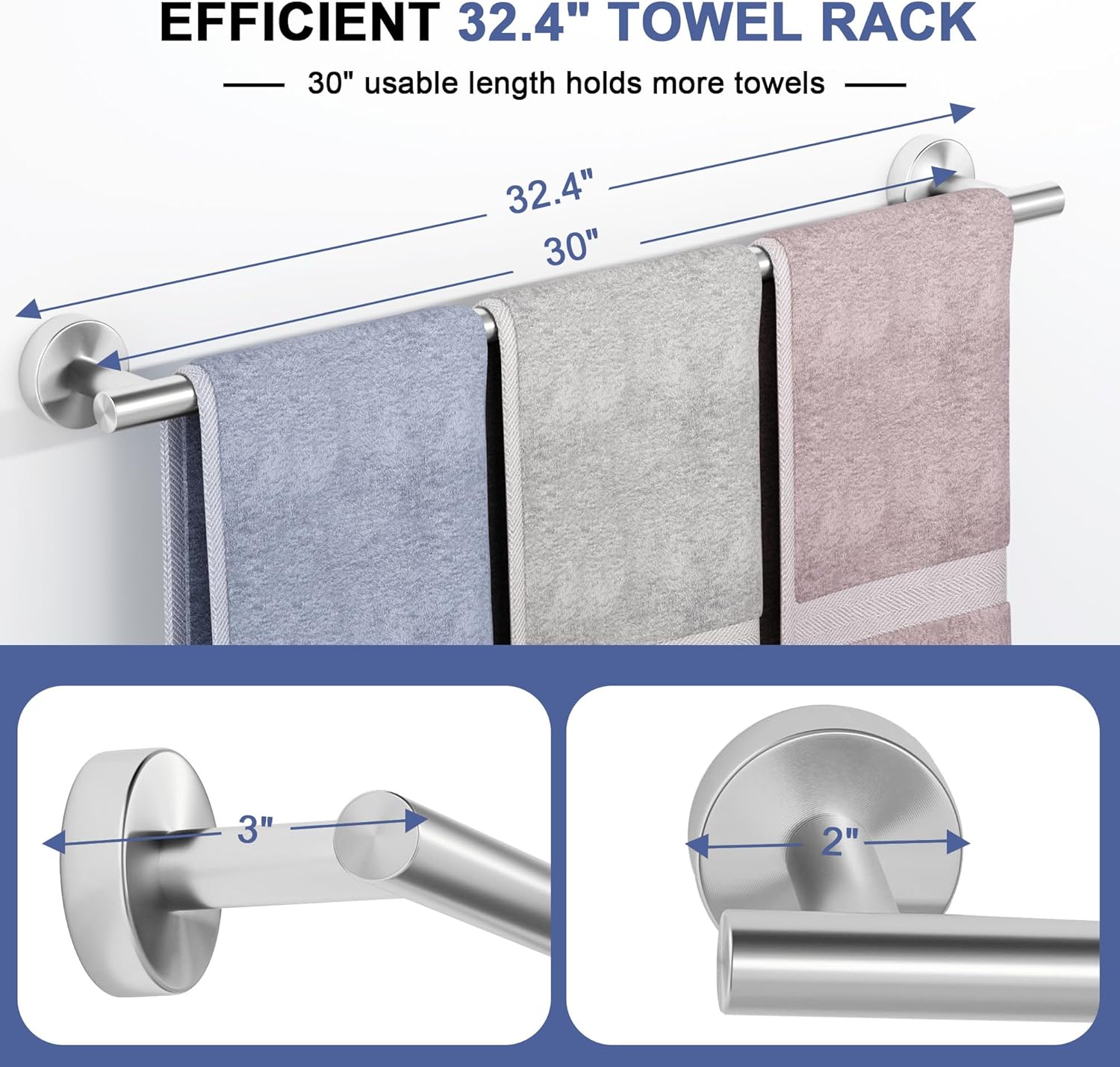 SCILIVE 30 Inch Brushed Nickel Towel Bar