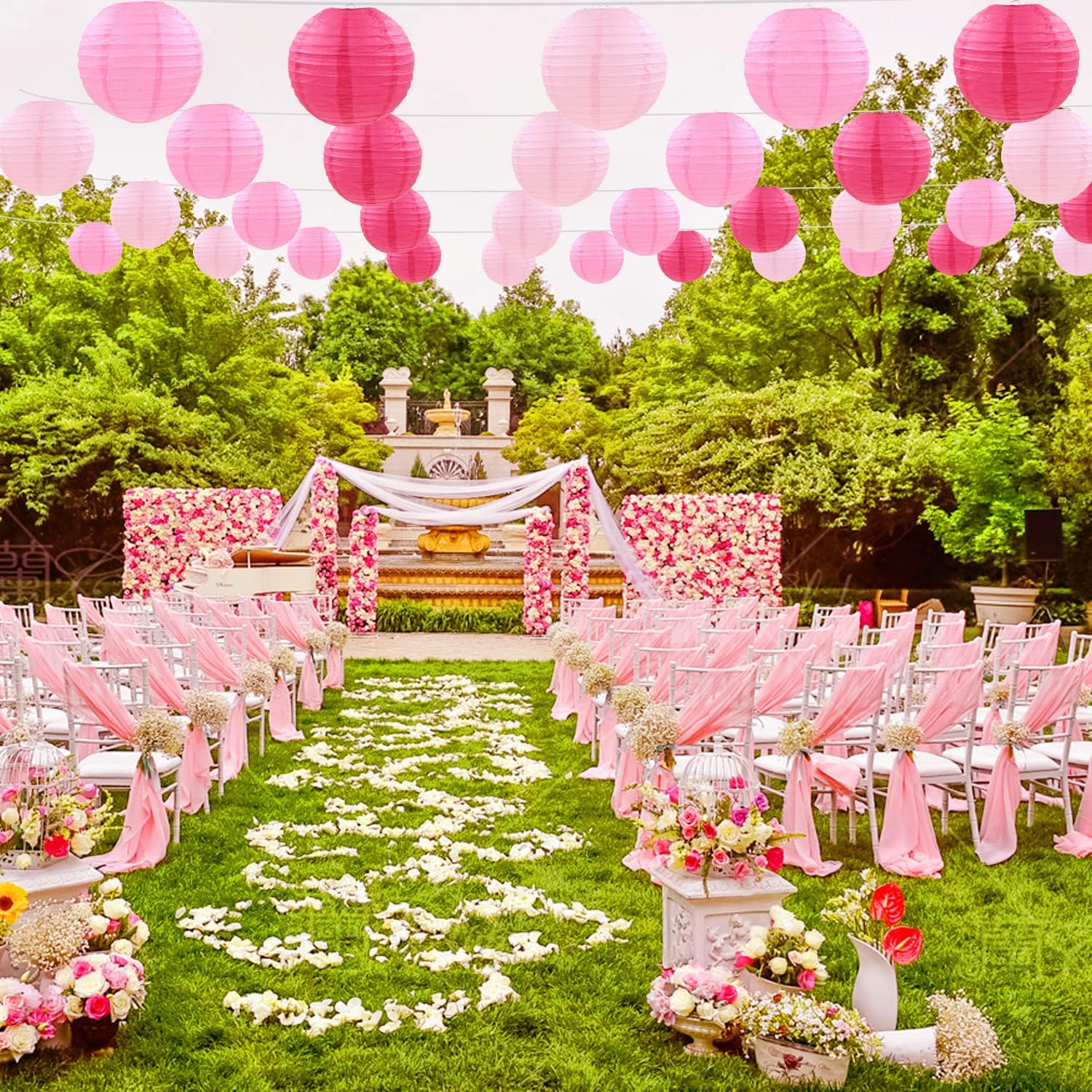 PheiLa 12 Pcs Pink Party Paper Lanterns Romantic Decorations