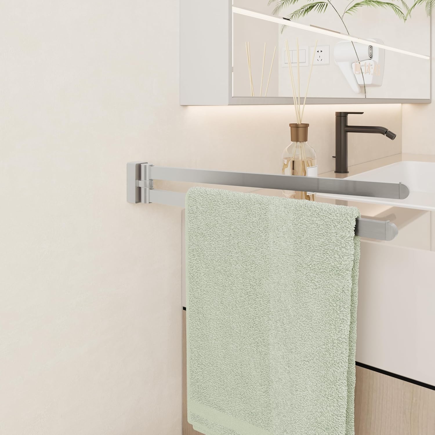 BGL Swivel Towel Bar Brushed Nickel 2 Arms