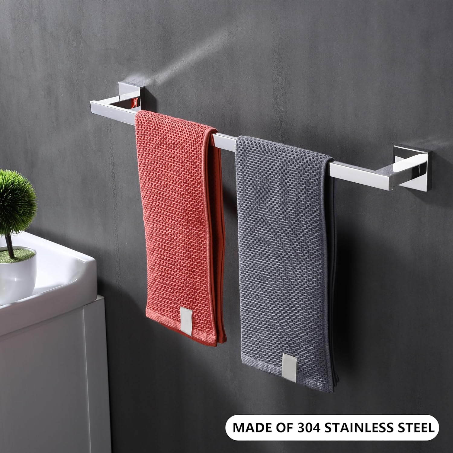 LANC Chrome Towel Bars 2 Pack Stainless Steel