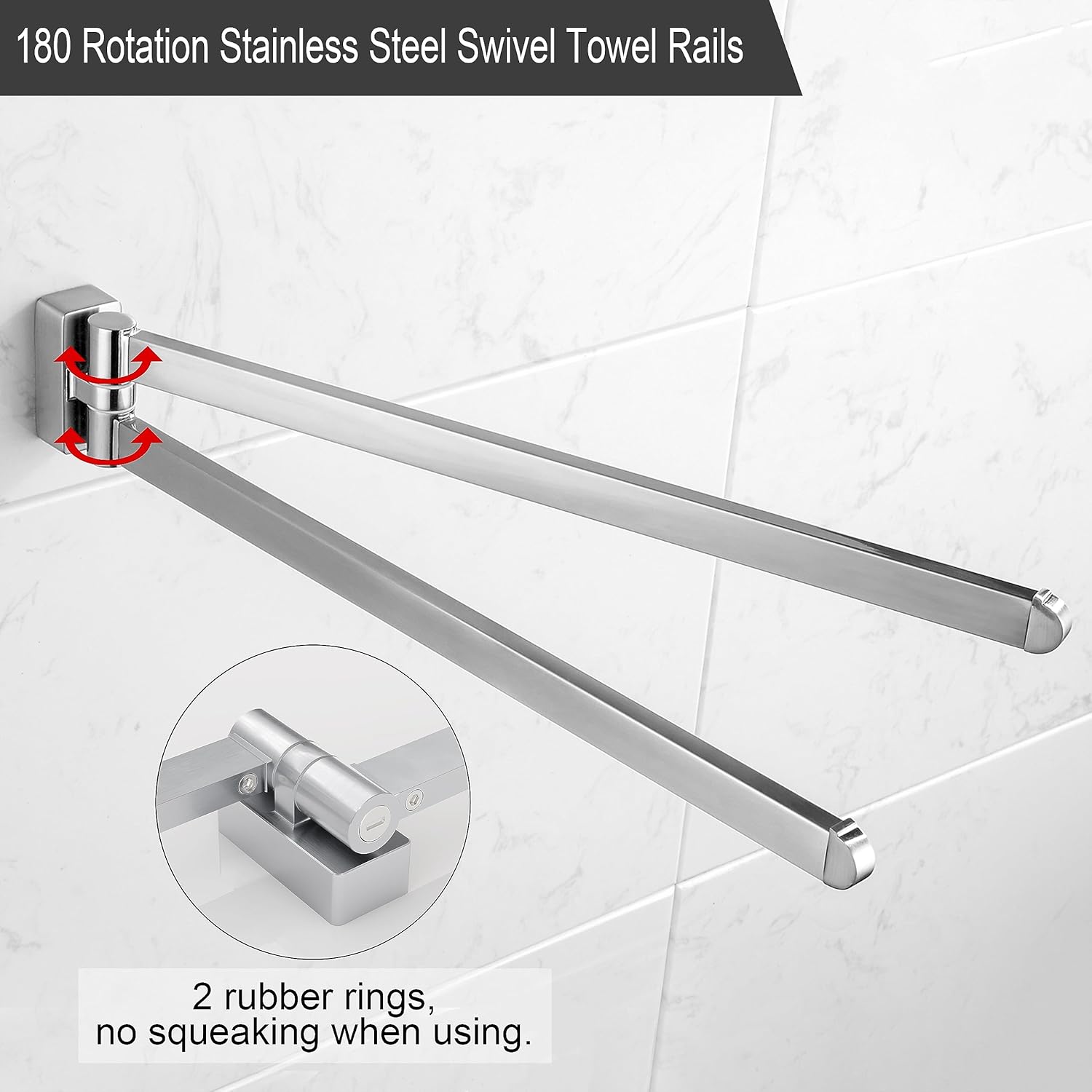 BGL Swivel Towel Bar Brushed Nickel 2 Arms