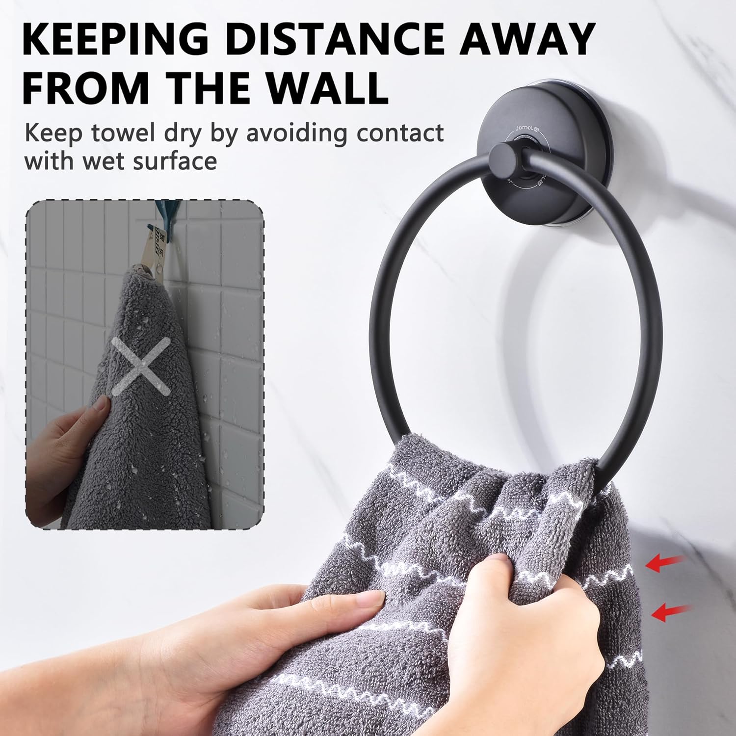 JOMOLA Suction Towel Ring Matte Black 1