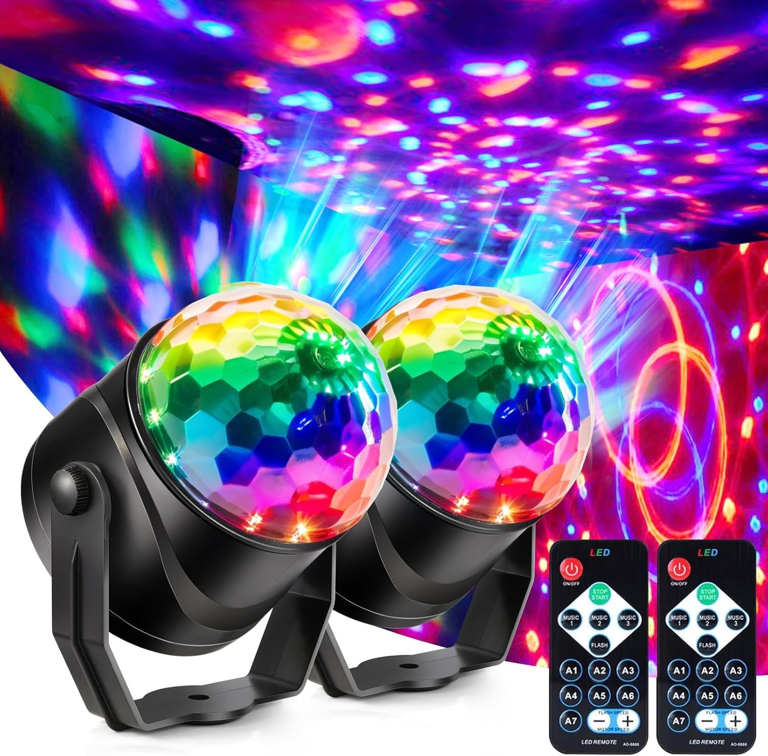 Gorkue 2-Pack DJ Disco Ball with Remote Control 1