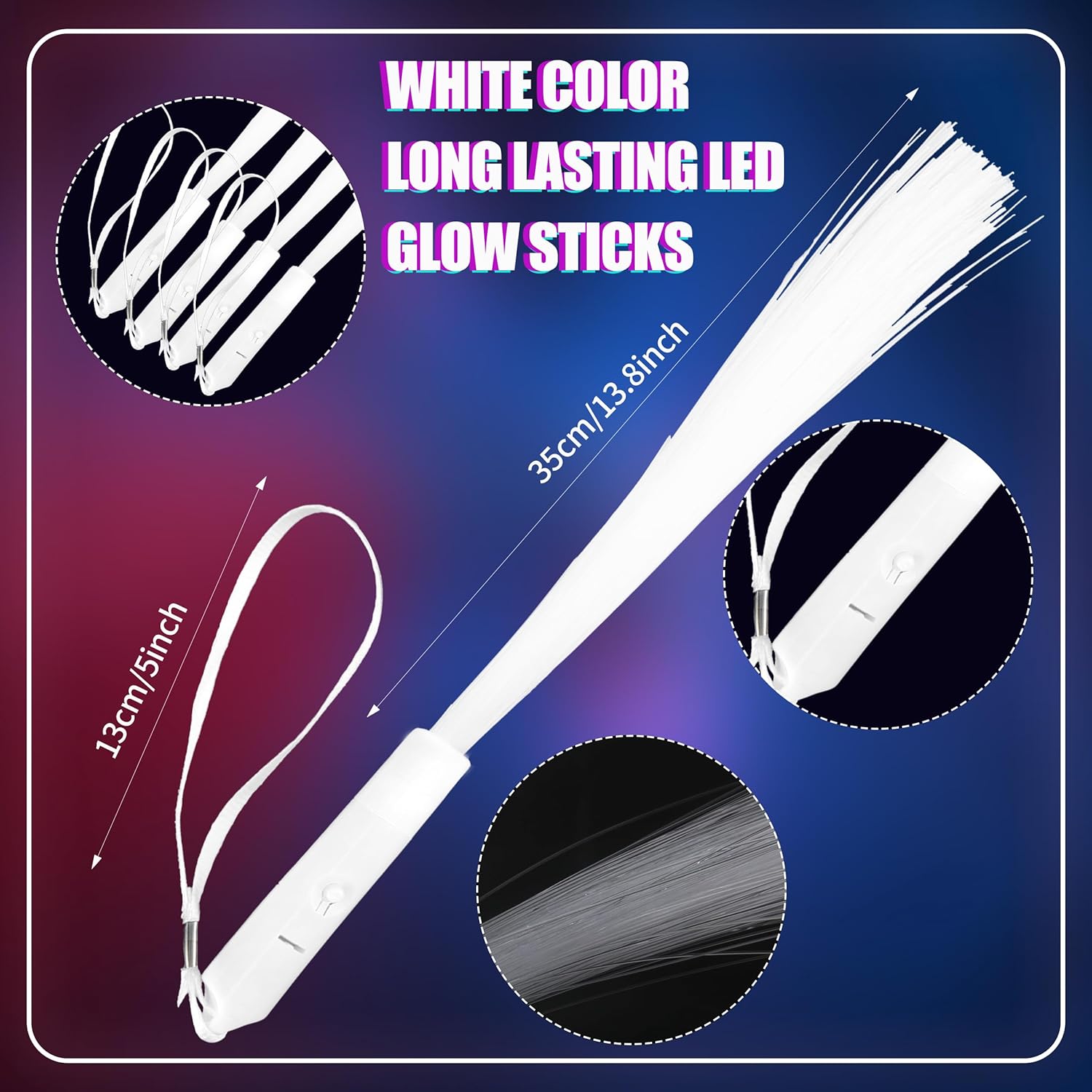 80 Pcs White Fiber Optic LED Wands with 3 Modes
