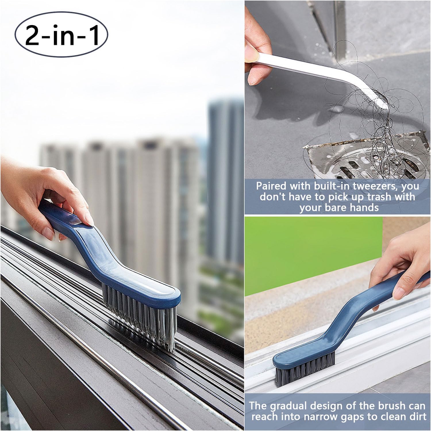 Puisa Hard Bristle Crevice Cleaning Brush - Multi-Purpose Gap Tool