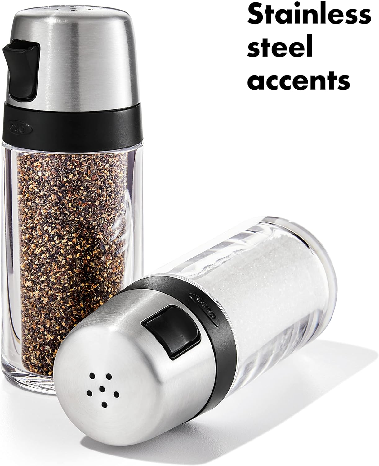 OXO Salt and Pepper Shaker Set Clear and Stainless Steel