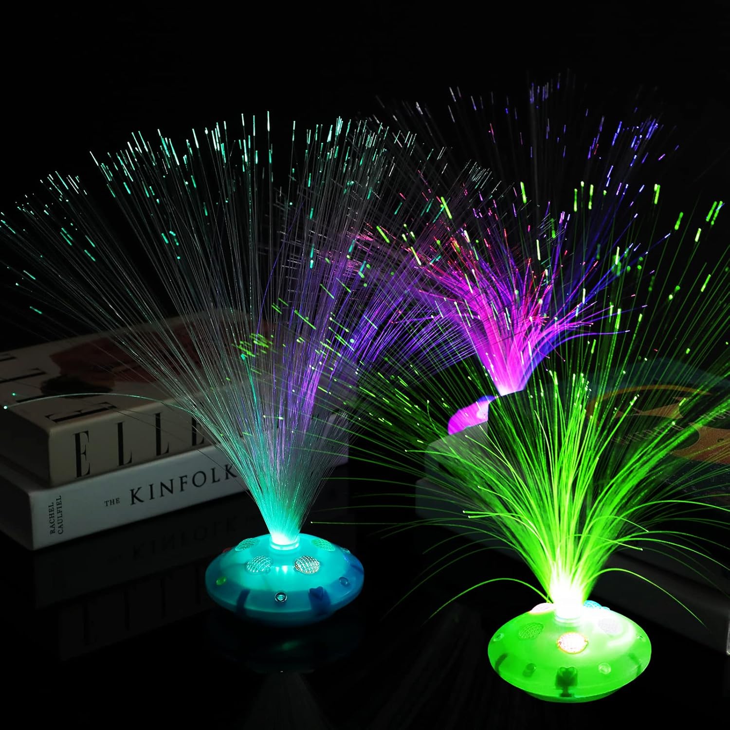 Retisee 24 Pcs Fiber Optic Multicolored Light Centerpieces