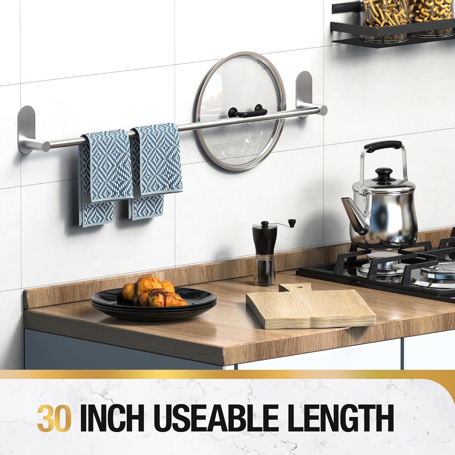 HITSLAM 30 Inch Self Adhesive Towel Bar No Drilling