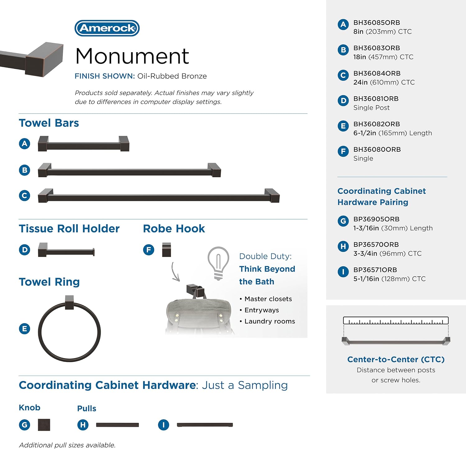 Amerock Monument Oil-Rubbed Bronze 8 Inch Towel Bar