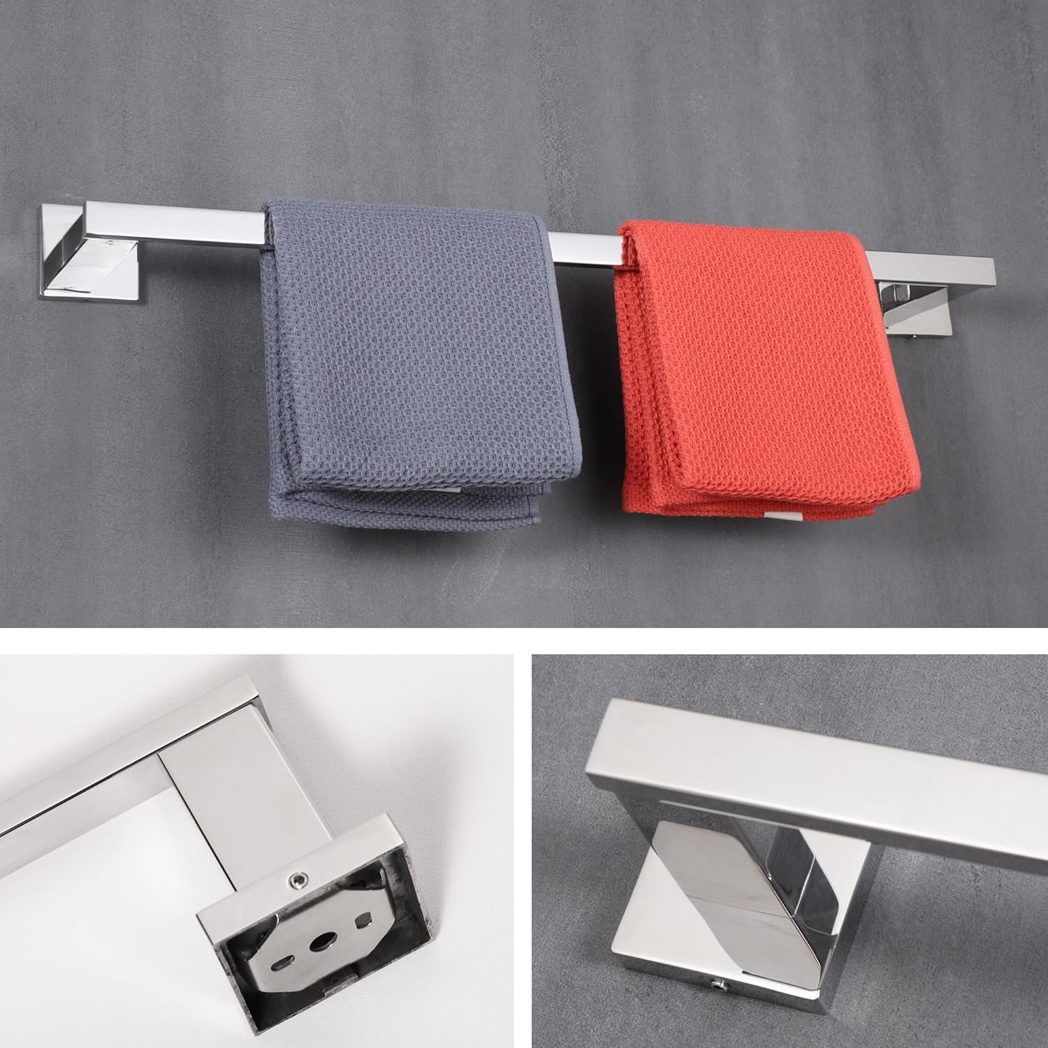 LANC Chrome Towel Bars 2 Pack Stainless Steel